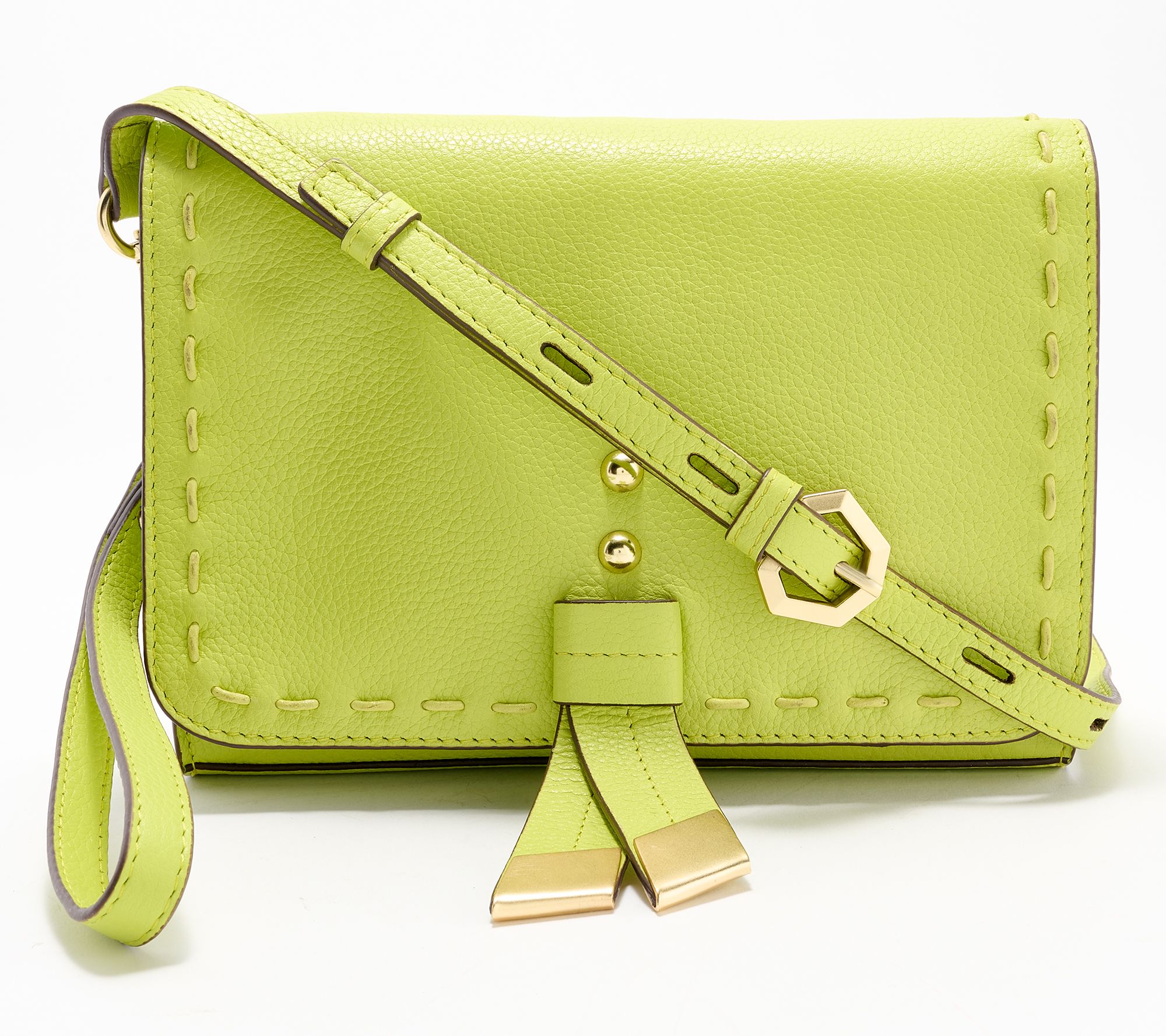 LODIS Leather Front Flap Danica Crossbody - QVC.com