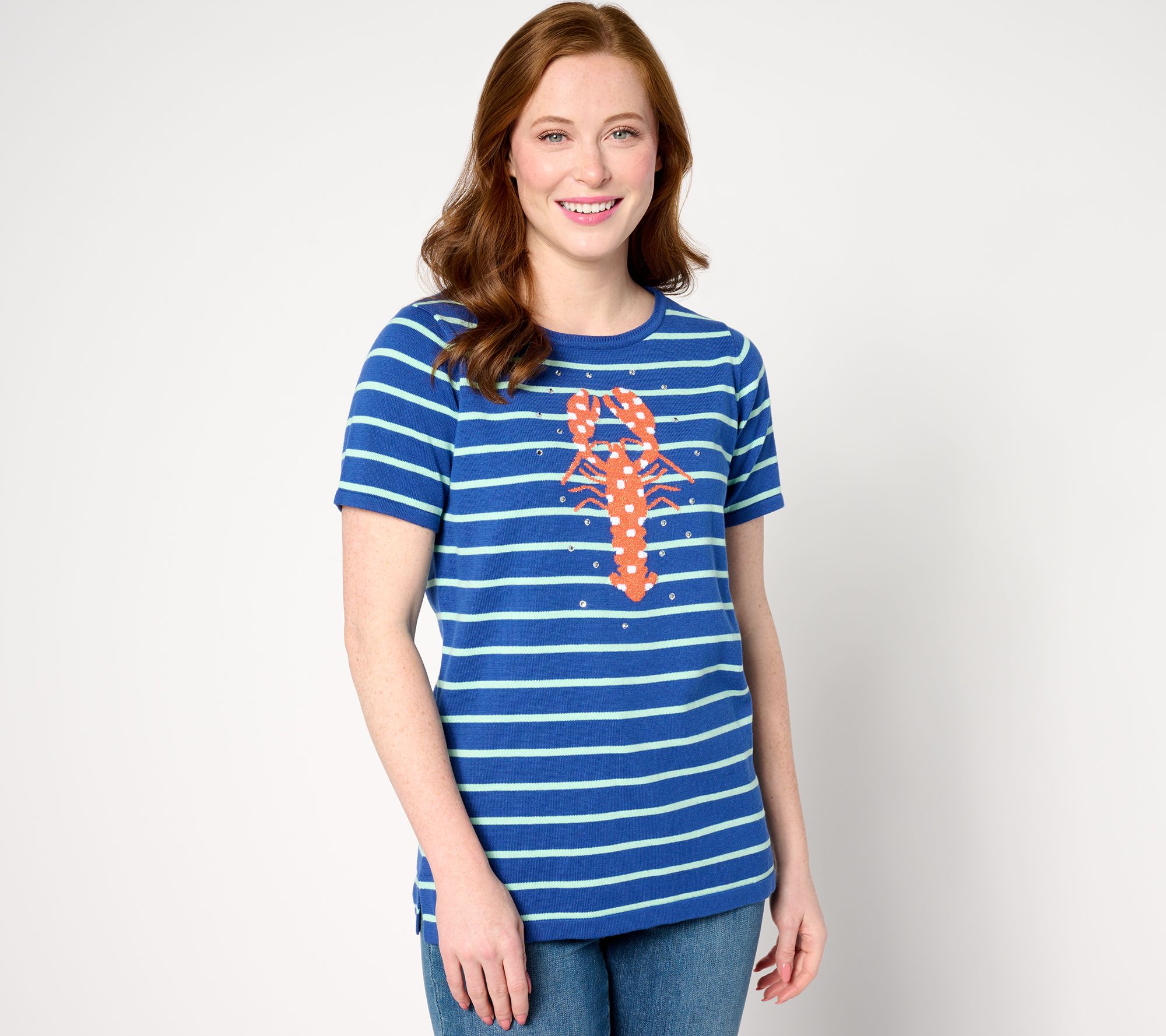 Quacker Factory Polka Party Short Sleeve Sweater