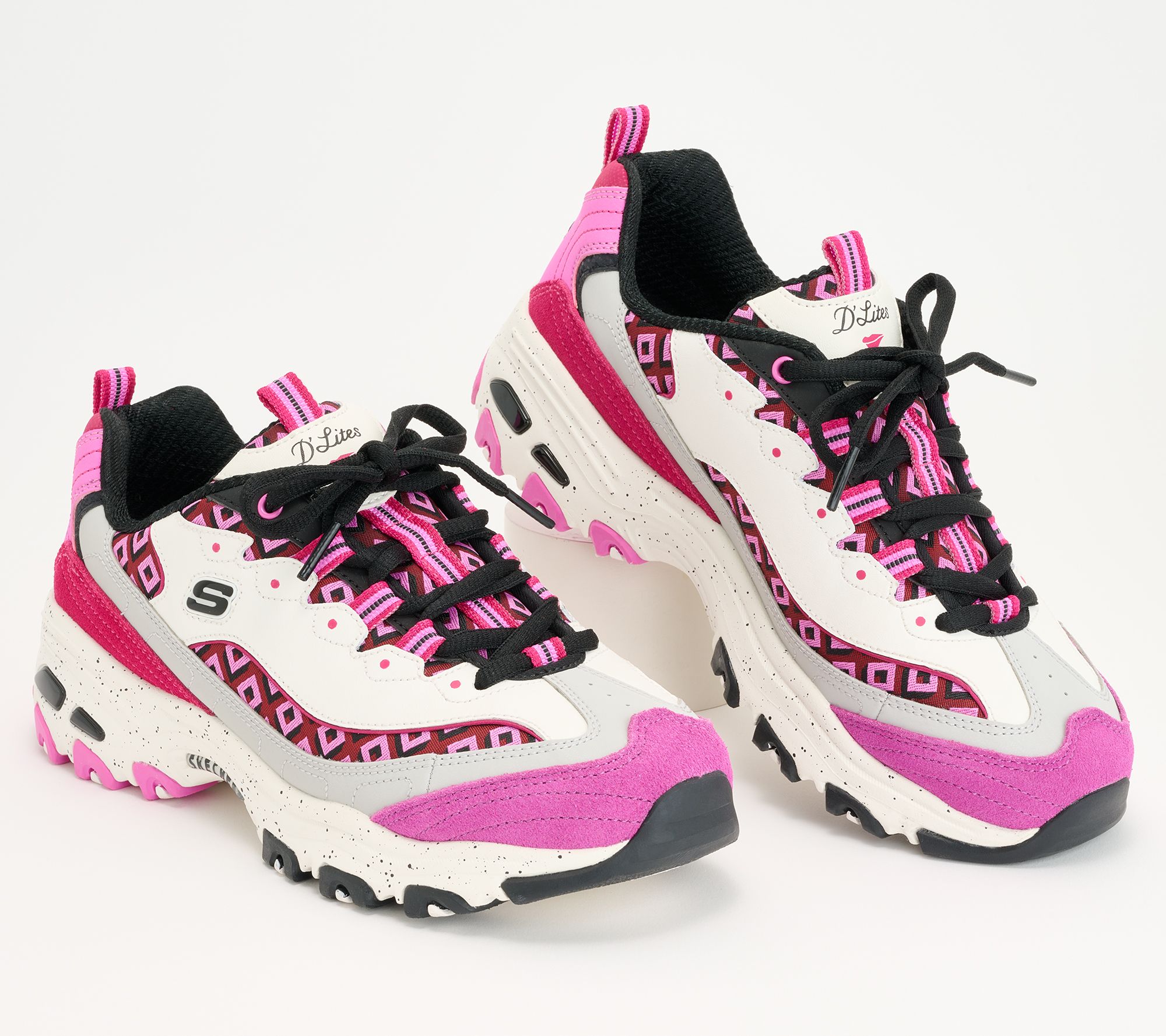 As Is DVF x Skechers D'Lites Printed Lace-Up Sneakers-Cute