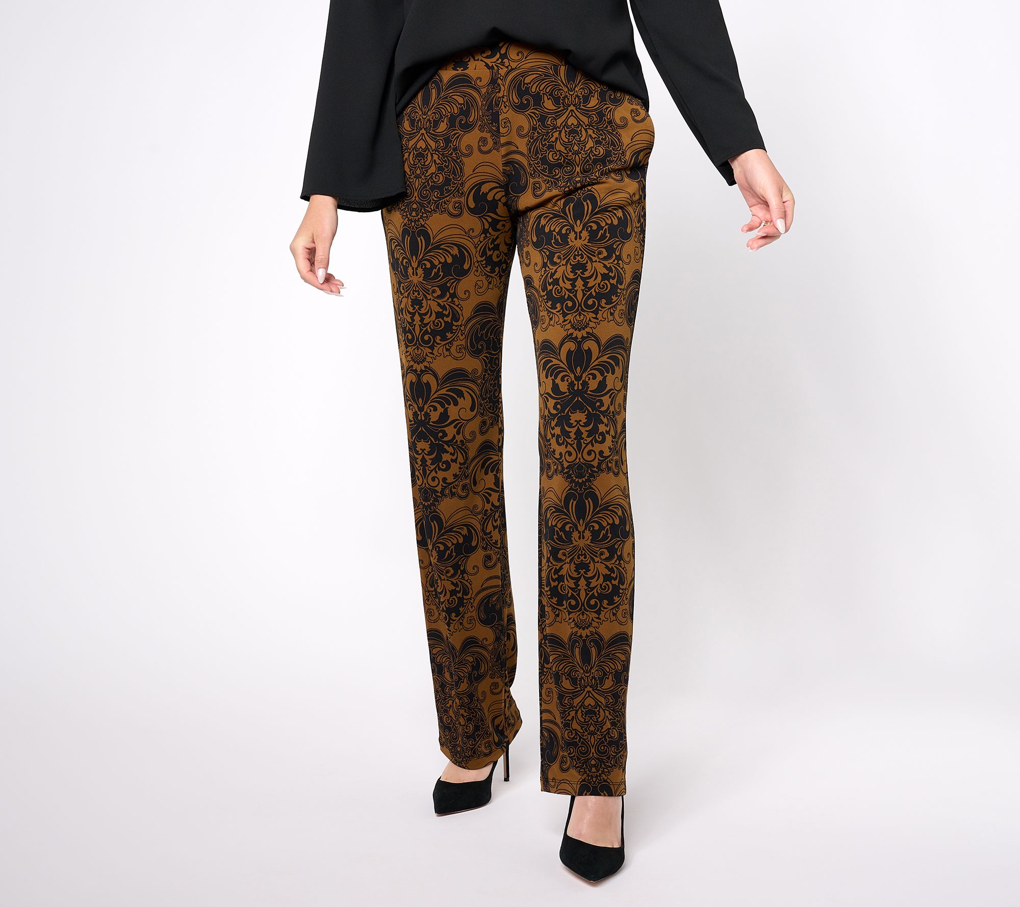 "As Is" Susan Graver Petite Printed Liquid Knit Sofia Straight Pants