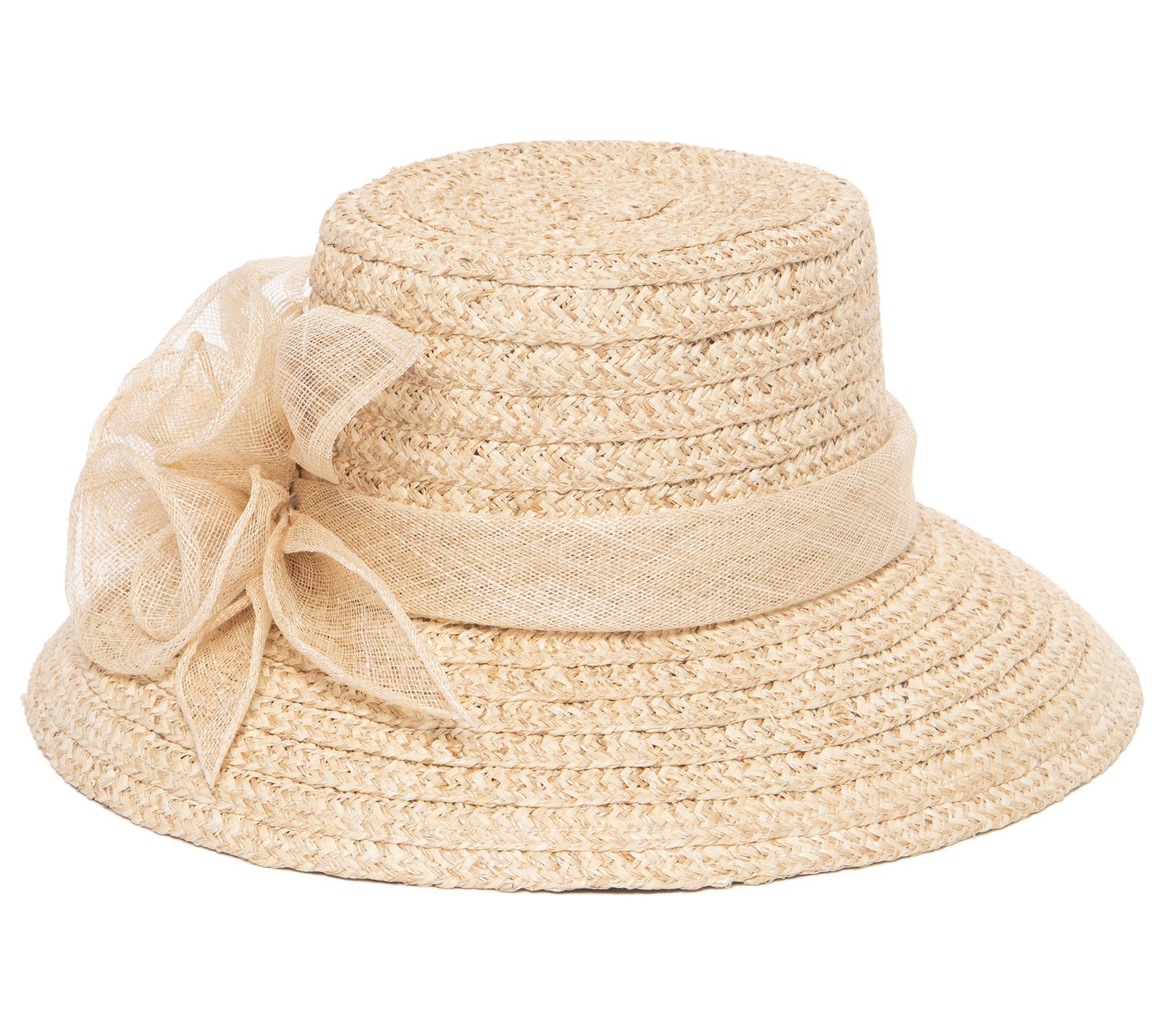 San Diego Hat Co. Straw Dress Hat with Triple Floral Band