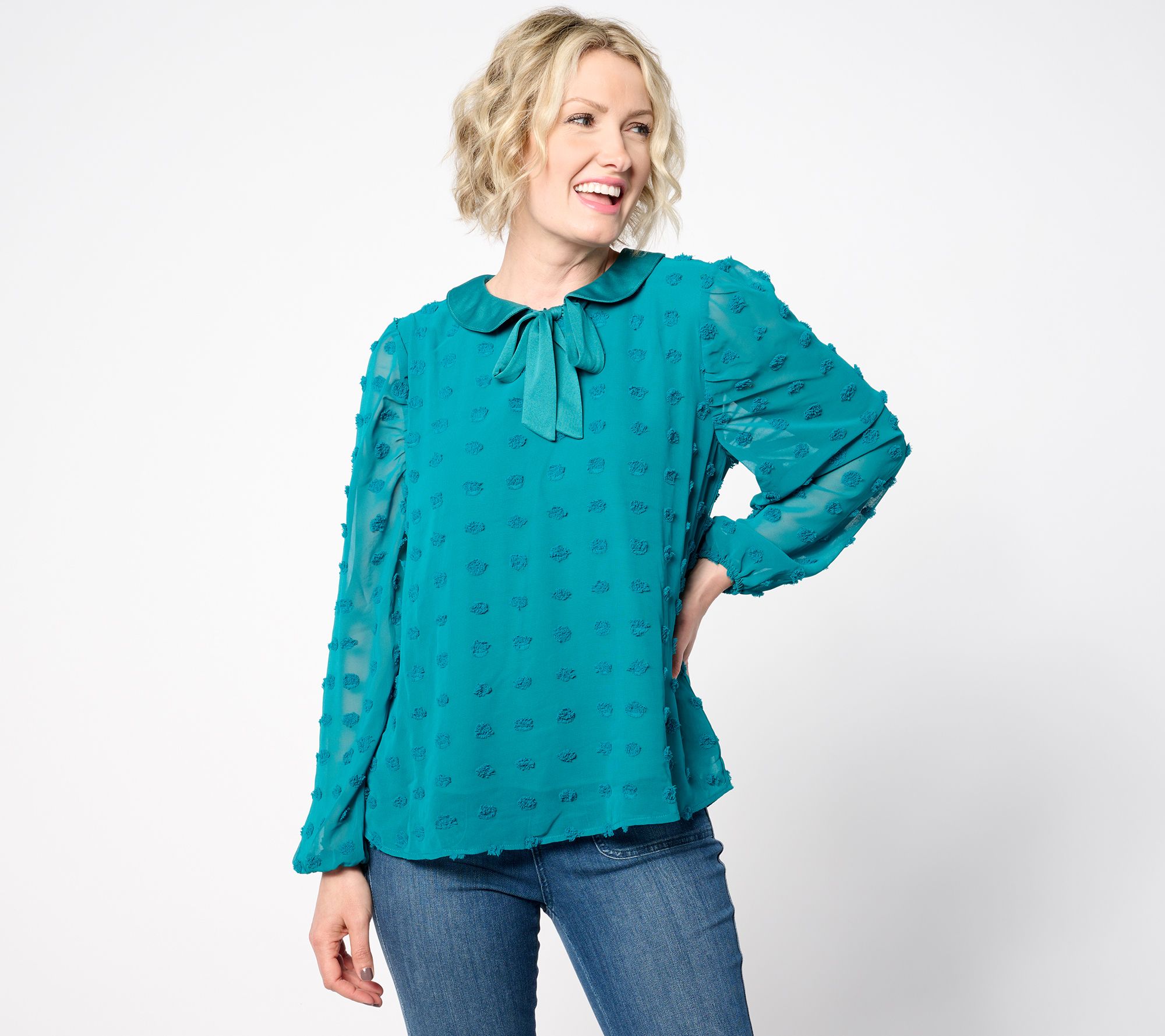 Studio Park X Ali Carr Textured Woven Blouse - QVC.com