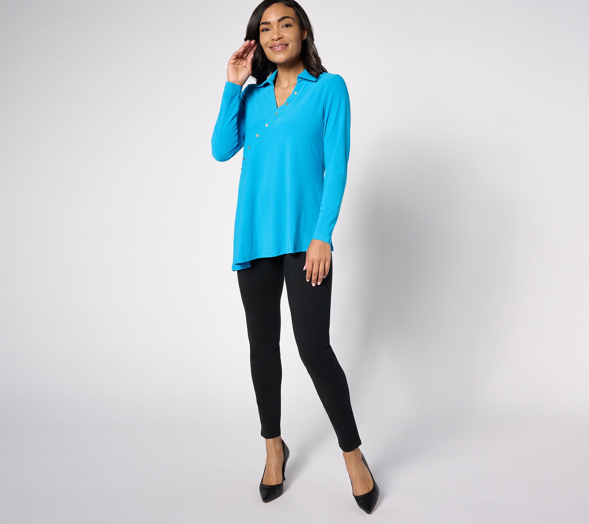 "As Is" Women with Control Regular Asymmetric Tunic & Pants