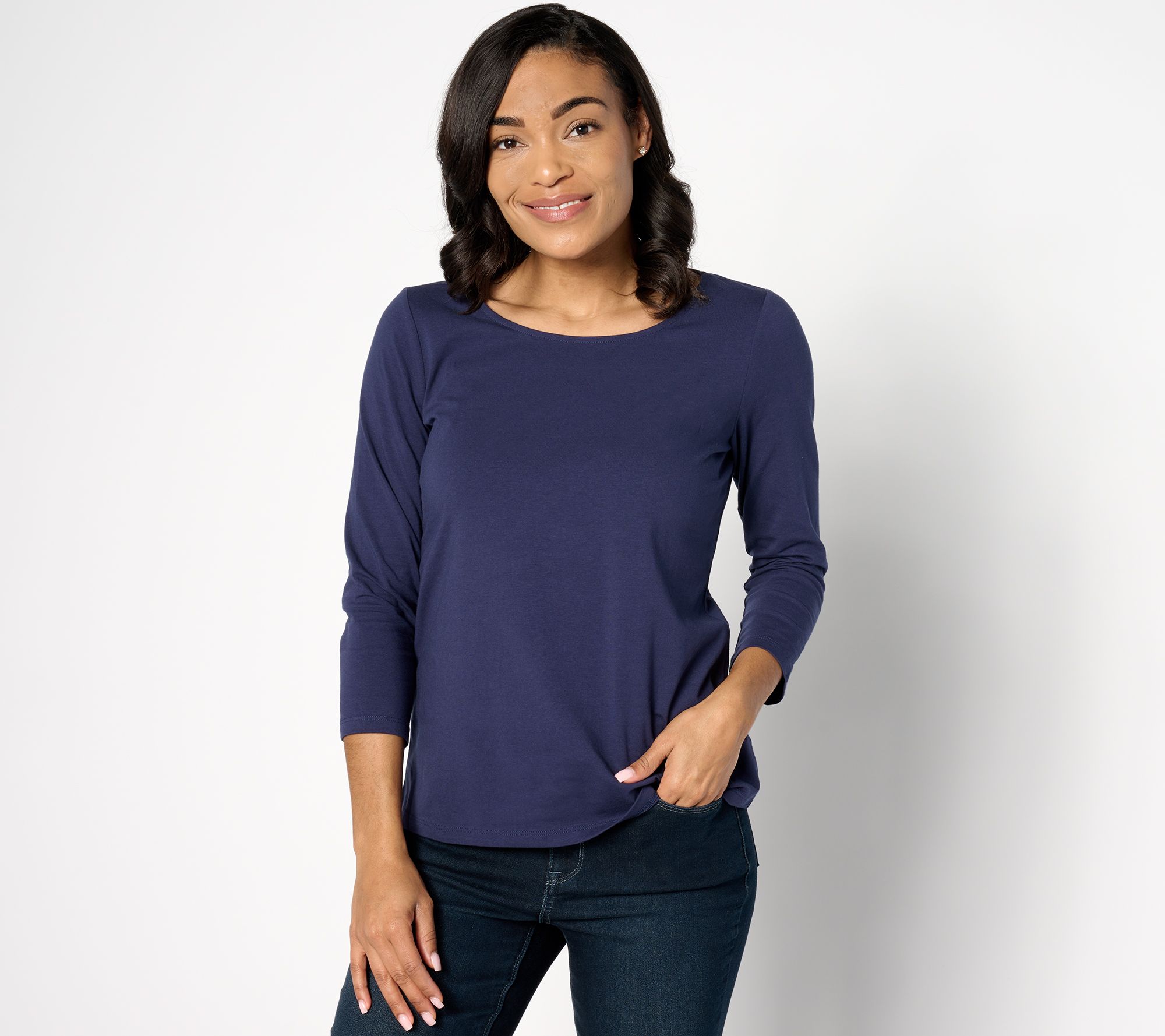 "As Is" Attitudes by Renee Washed Cotton Ballet Neck Top