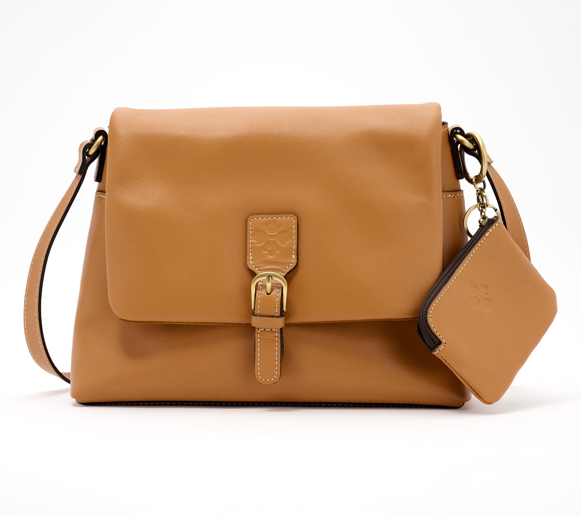 Patricia Nash Mili Leather Medium Flap Crossbody w/ Coin Pouch