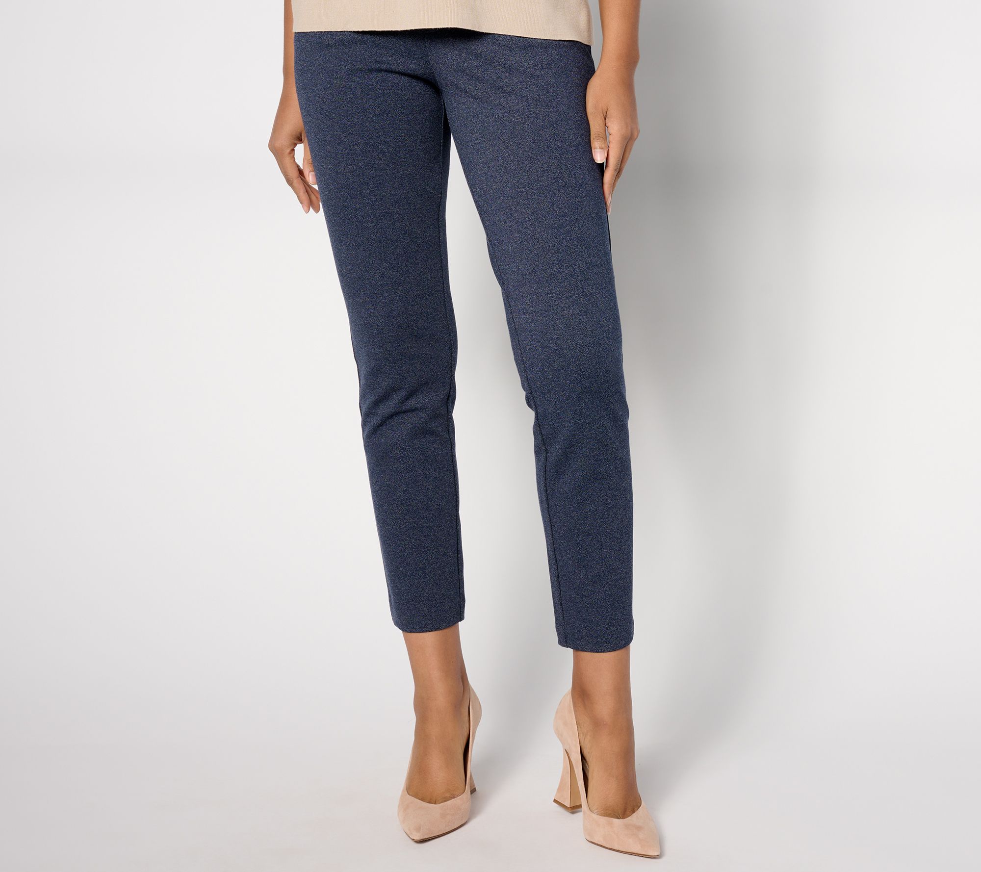 "As Is" Susan Graver Petite Ponte KNit Pull-On Slim Leg Ankle Pants