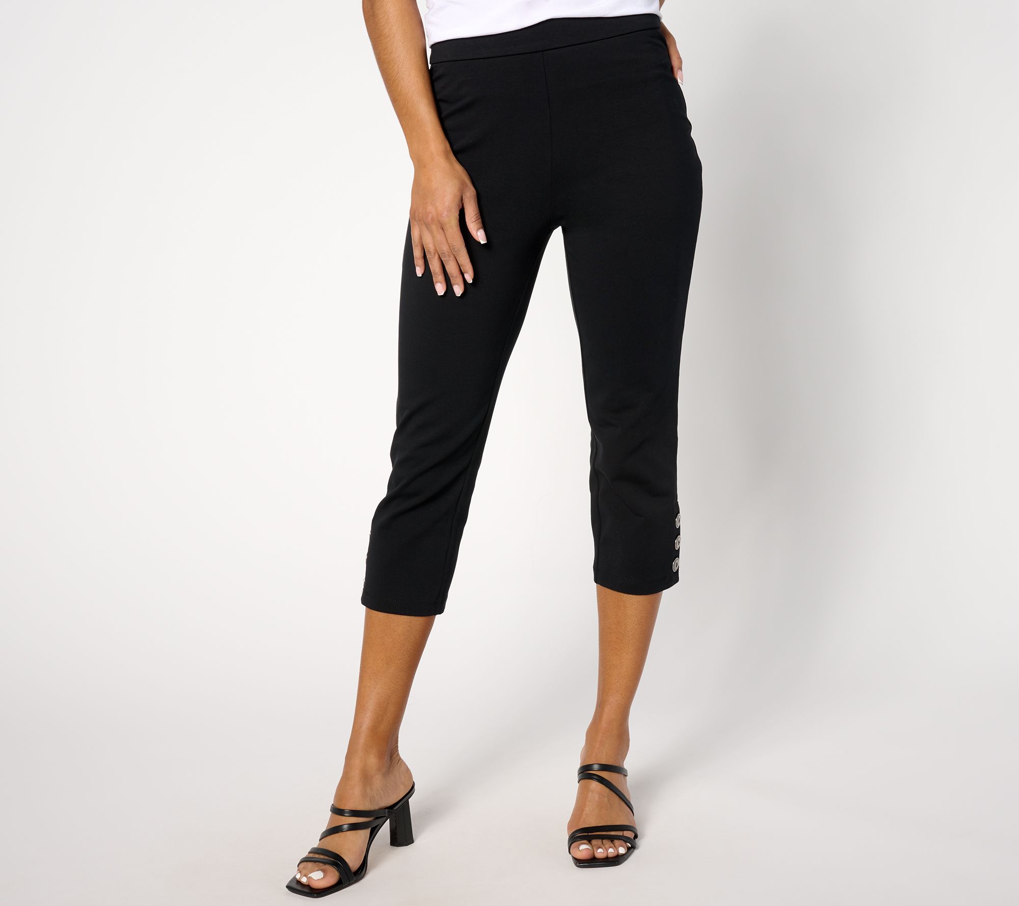"As Is" Susan Graver Regular Weekend Premium Stretch Pants with Buttons