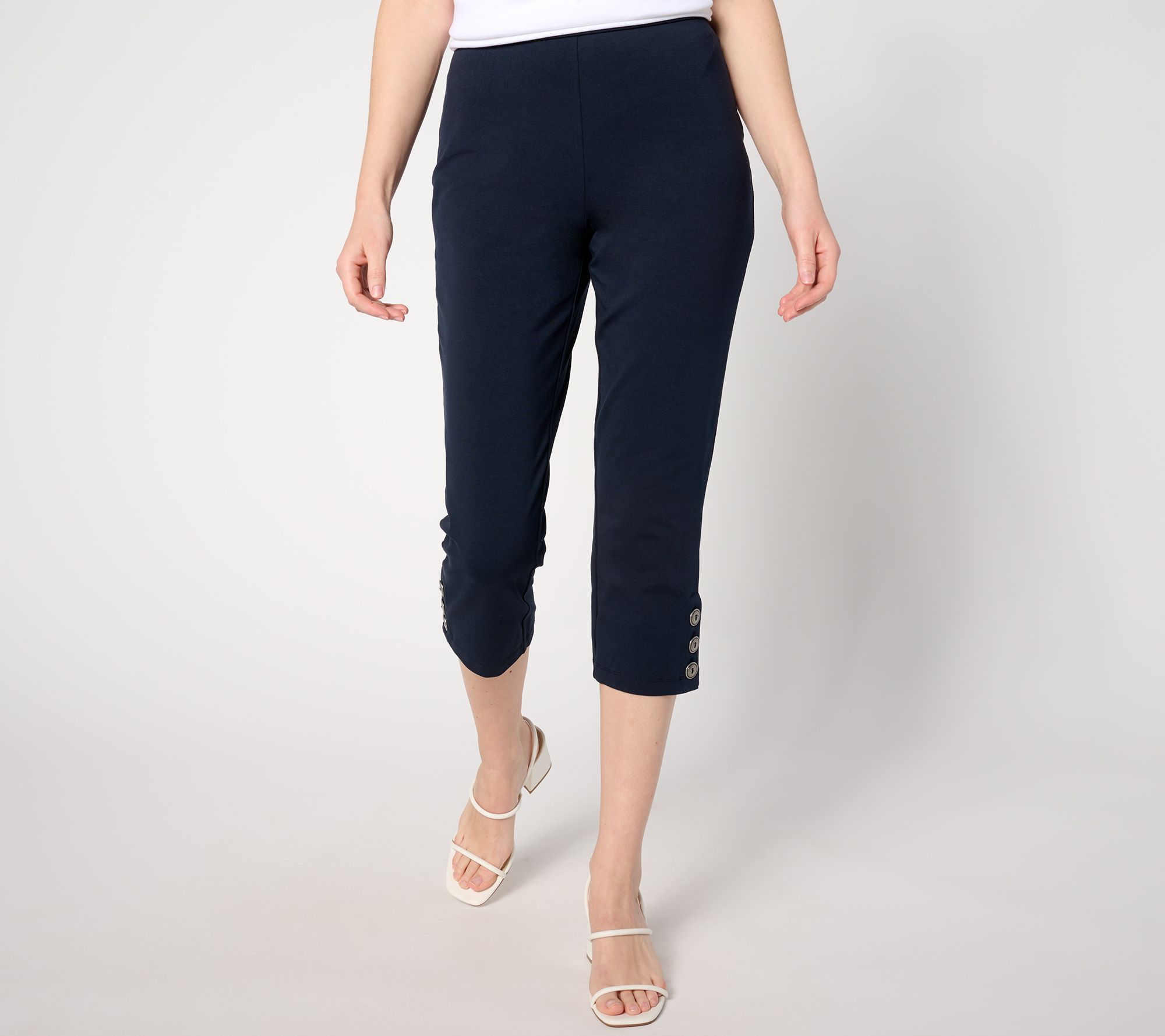 "As Is" Susan Graver Regular Weekend Premium Stretch Pants with Buttons