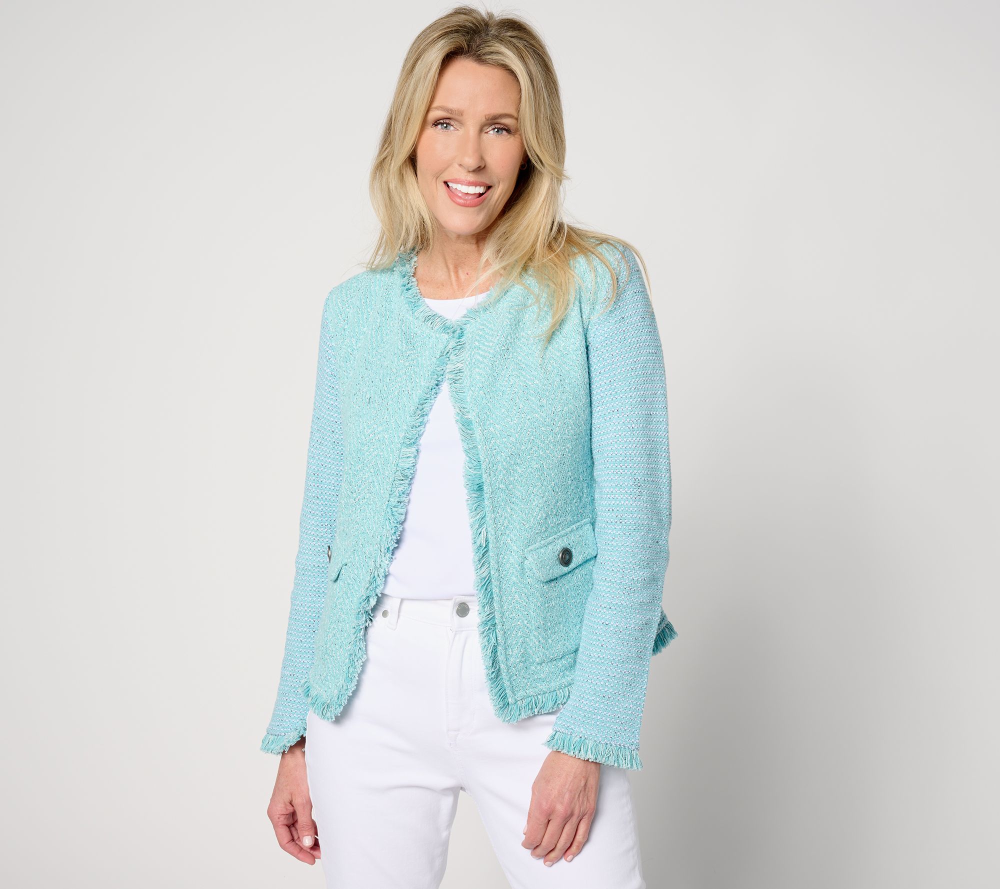 "As Is" NIC+ZOE Fringe Mix Knit Pocket Jacket