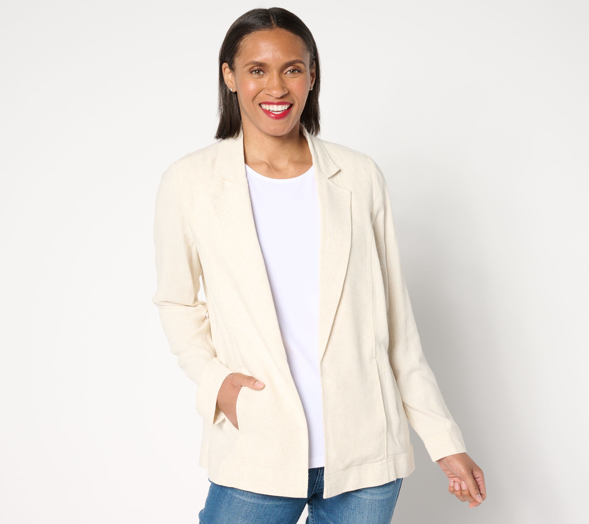 "As Is" LOGO Linens by Lori Goldstein Long Sleeve Blazer