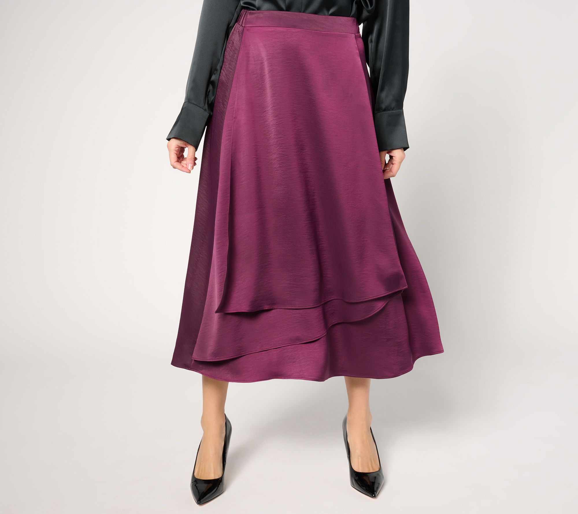 BEAUTIFUL by Lawrence Zarian Petite Satin Pull-On Skirt