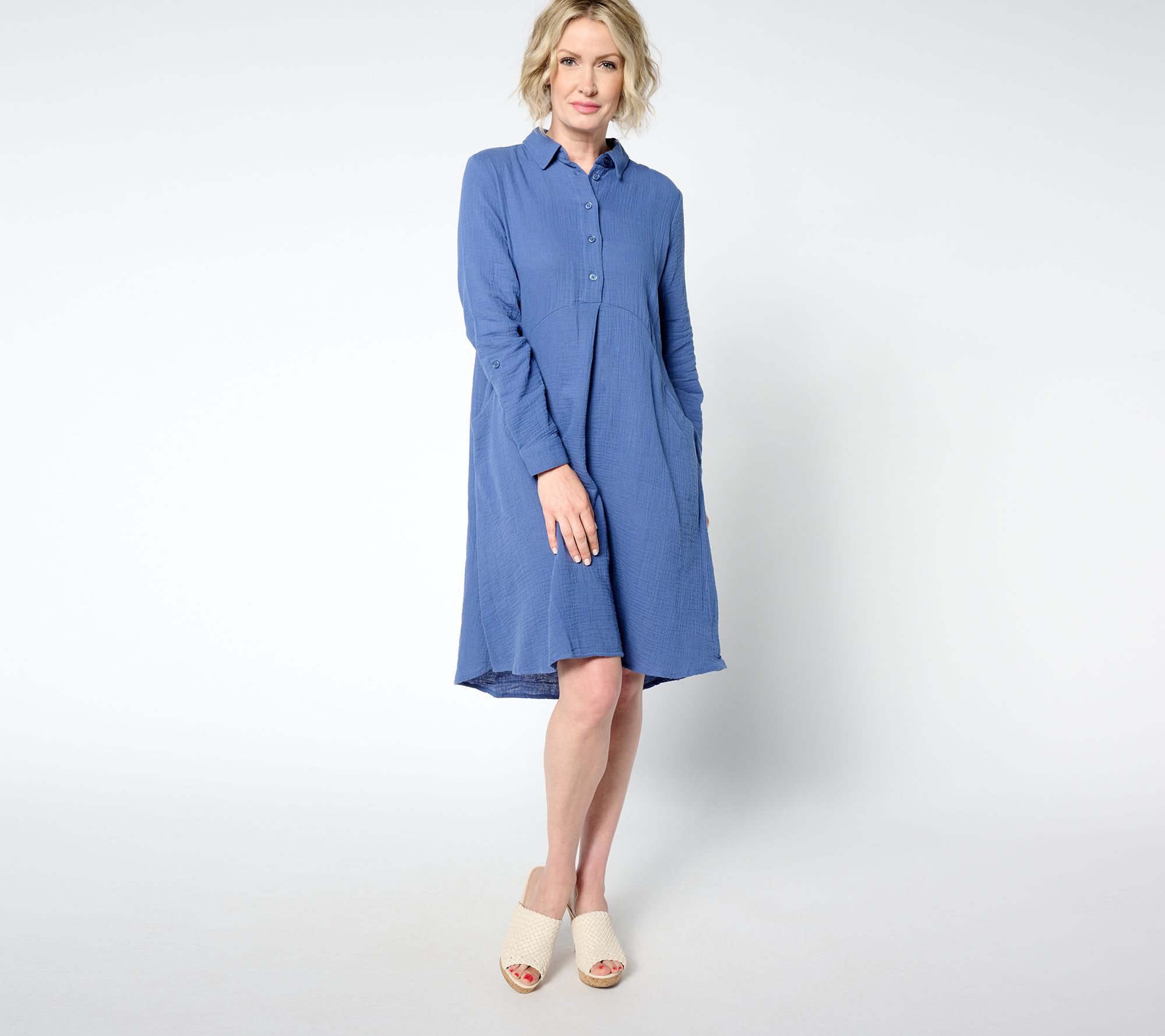 "As Is" Joan Rivers Regular Marshmallow Gauze Pullover Dress