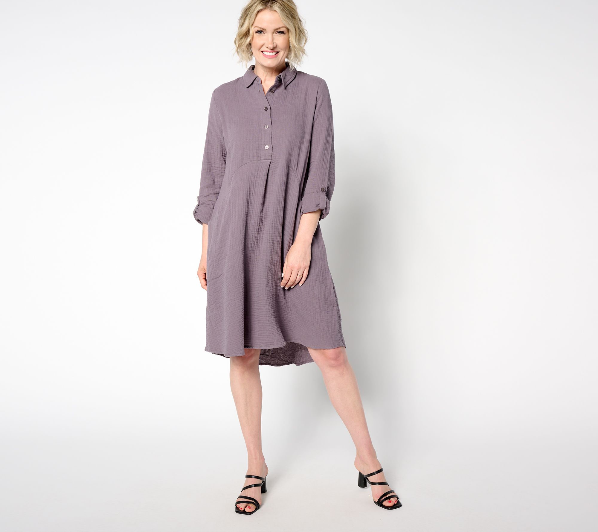 "As Is" Joan Rivers Regular Marshmallow Gauze Pullover Dress