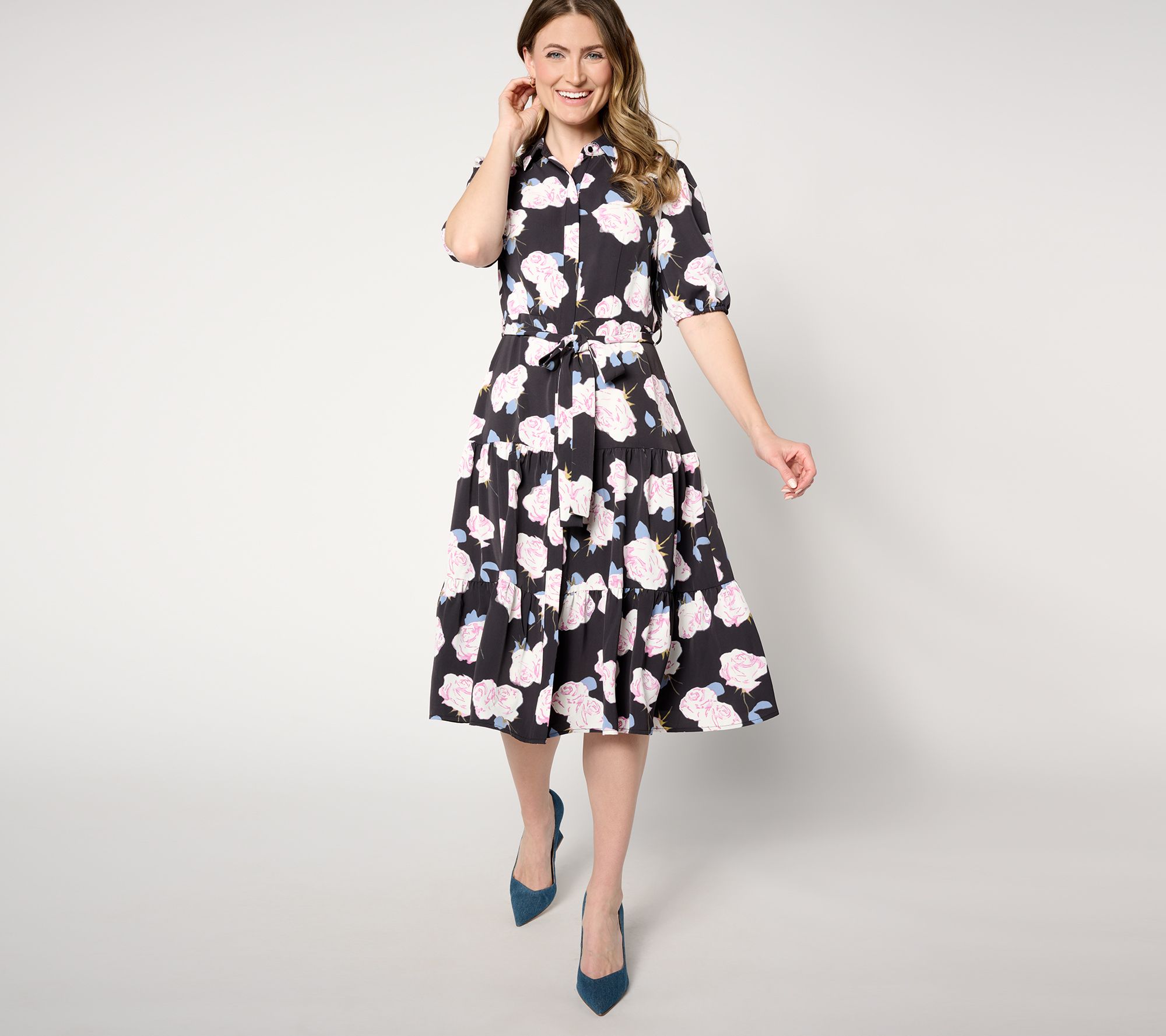 "As Is" nicole by Nicole Miller Tiered Shirt Dress