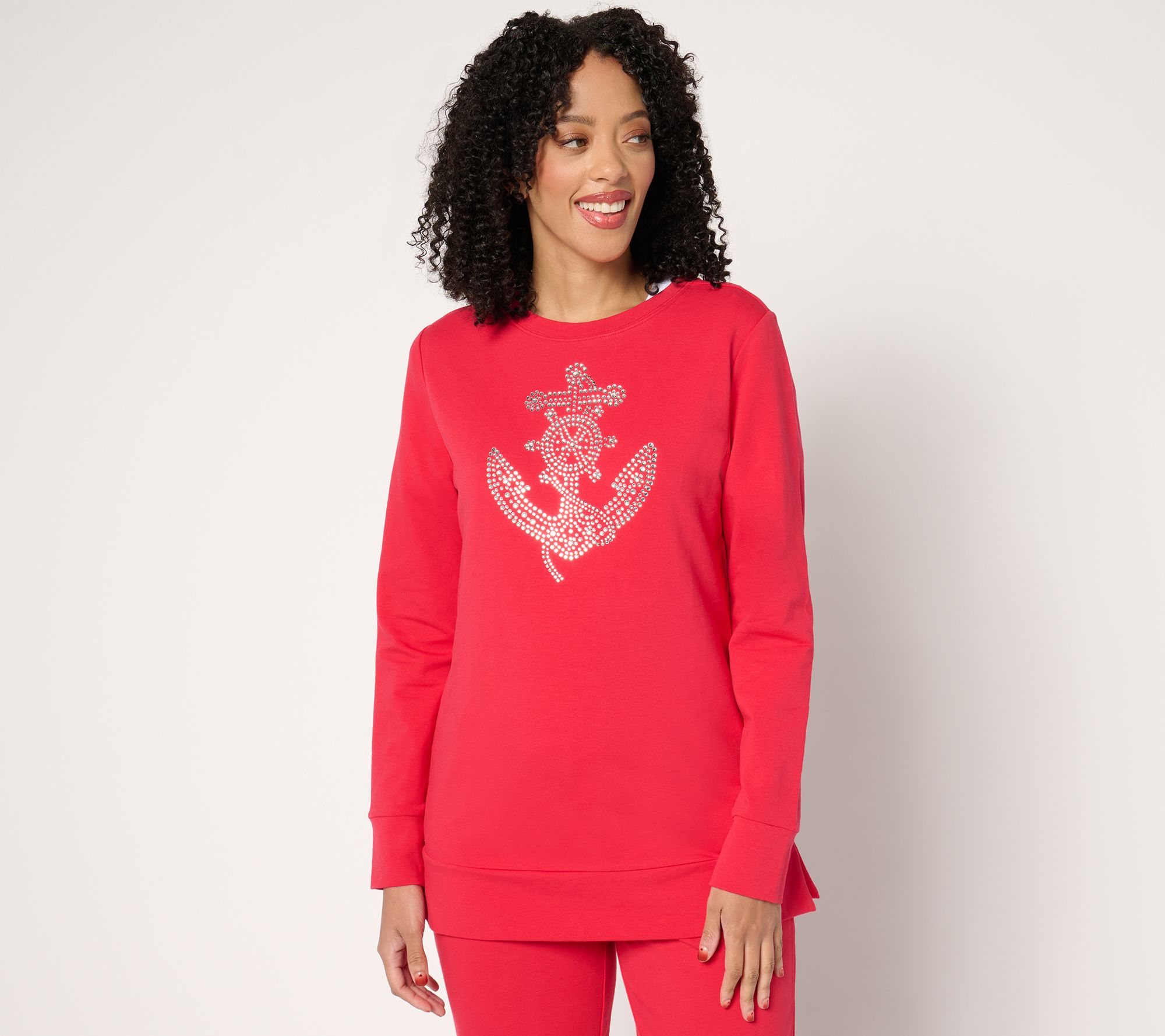 Quacker Factory Anchors Away French Terry Long-Sleeve Top