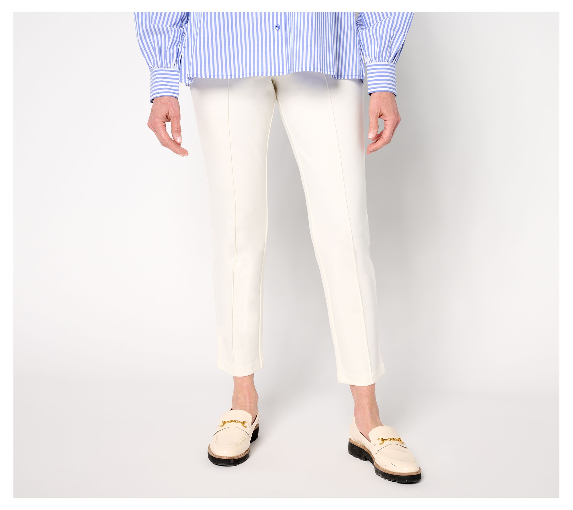 Joan Rivers Regular Signature Ponte Ankle Pants with Pintucks