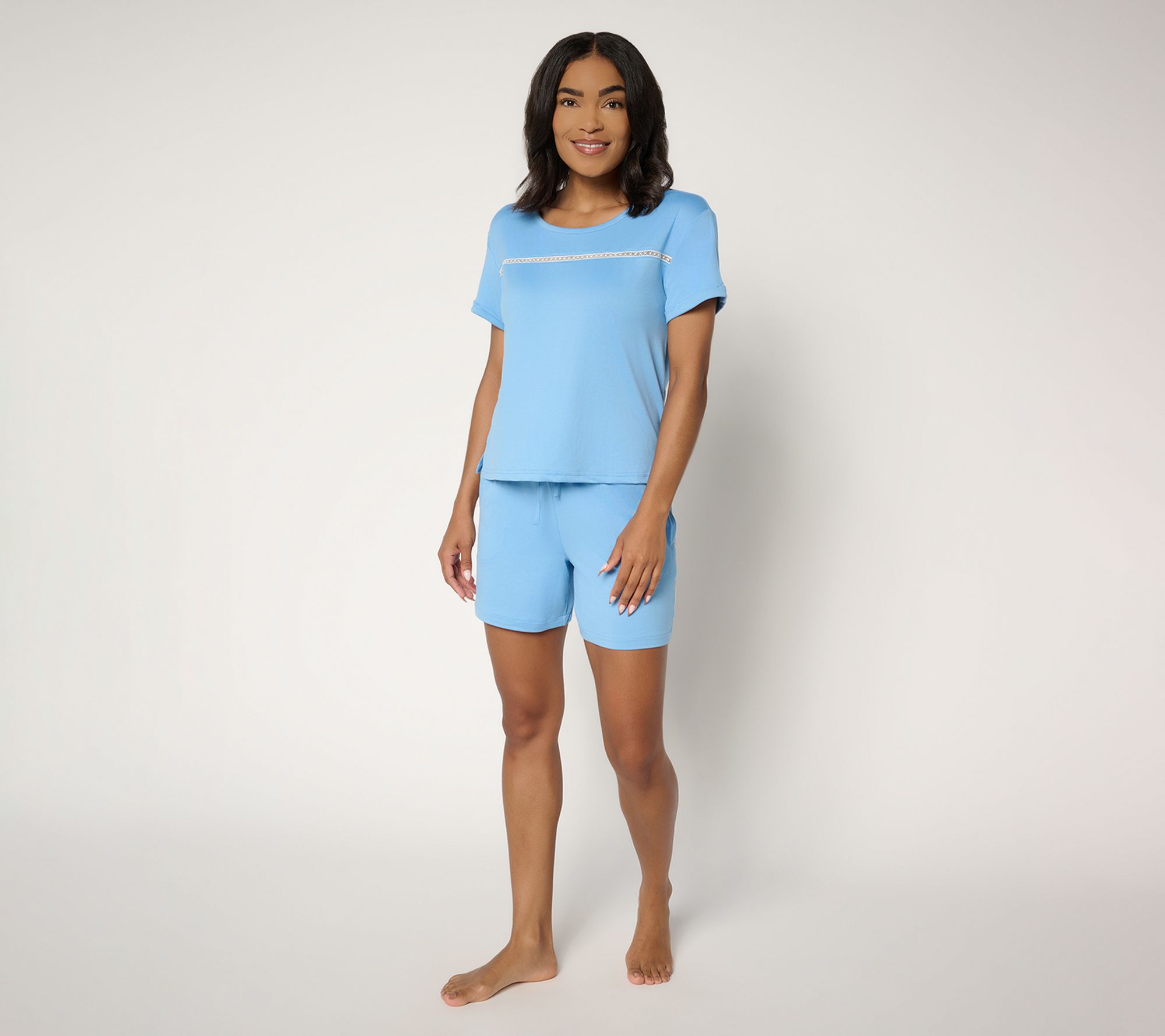 MUK LUKS Slub Jersey and Crochet Short Lounge Set