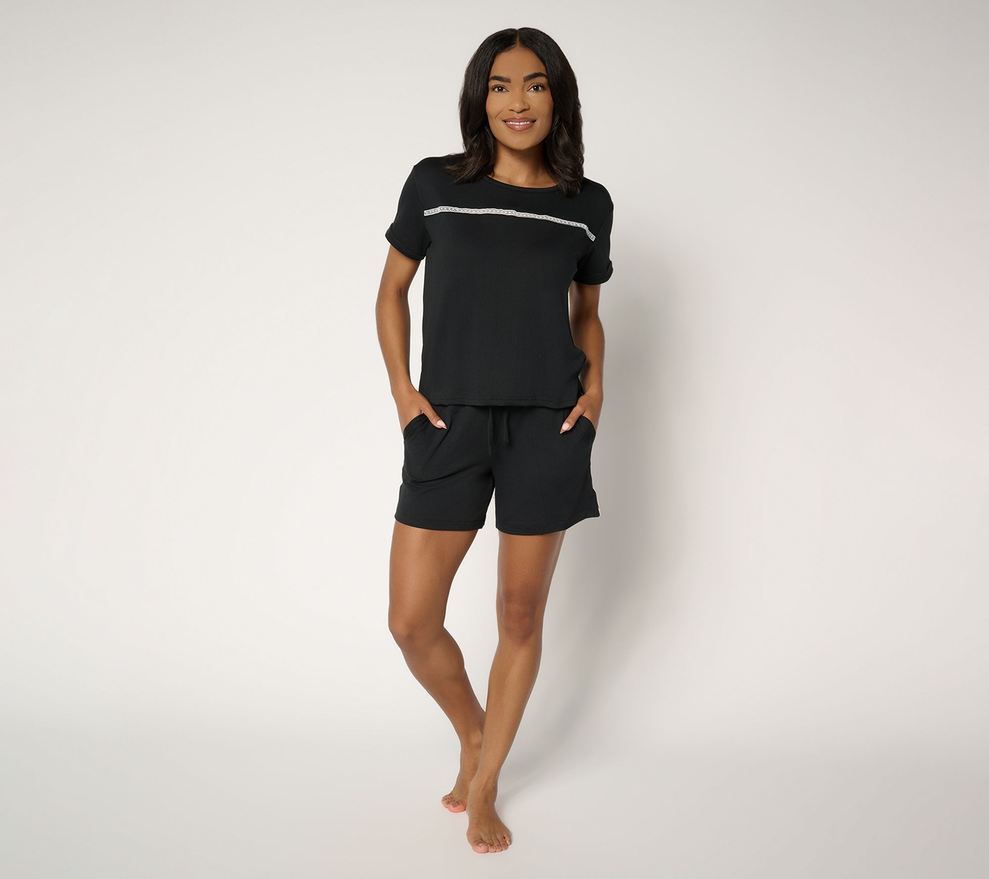 MUK LUKS Slub Jersey and Crochet Short Lounge Set