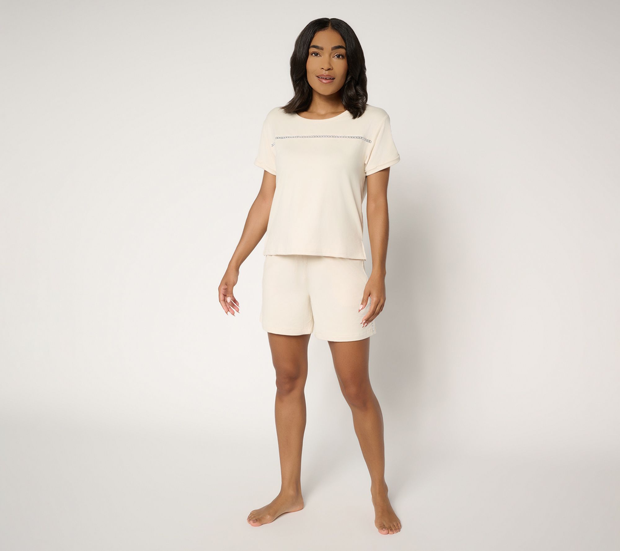 MUK LUKS Slub Jersey and Crochet Short Lounge Set