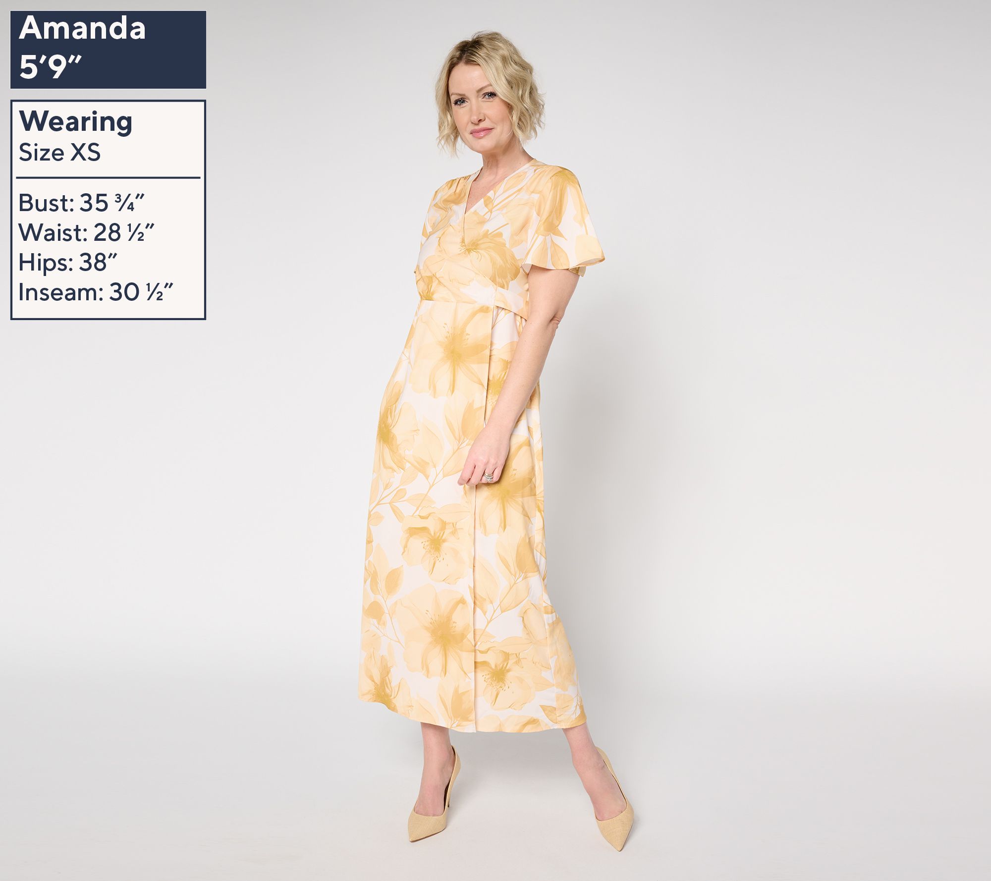 Me by Jennie Garth Camellia Printed Faux Wrap Dress - QVC.com