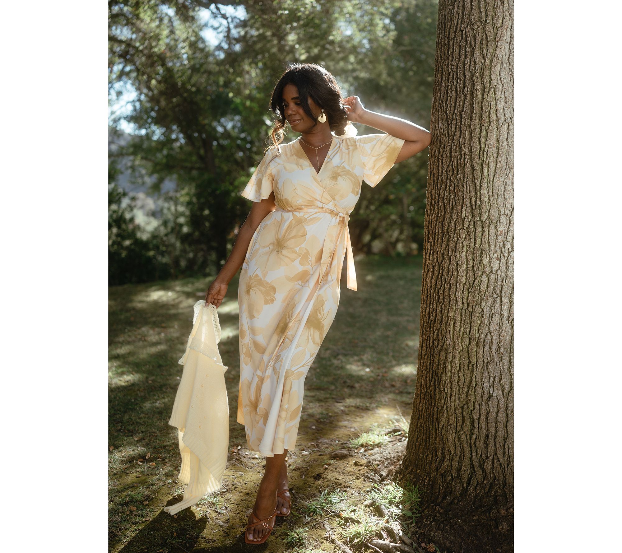 Me by Jennie Garth Camellia Printed Faux Wrap Dress - QVC.com