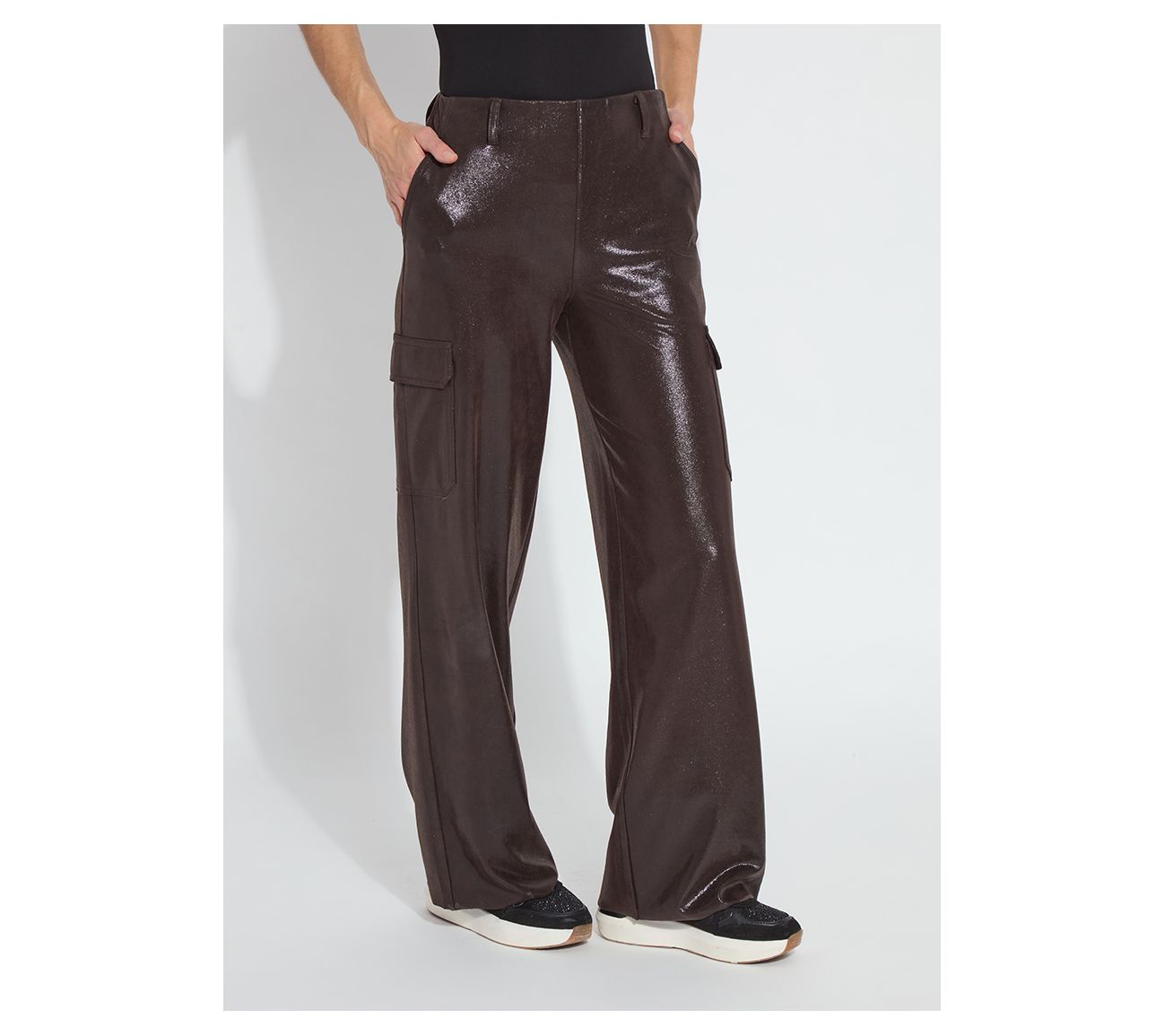 Lysse New York Callie Patent Foil Vegan Suede Pant