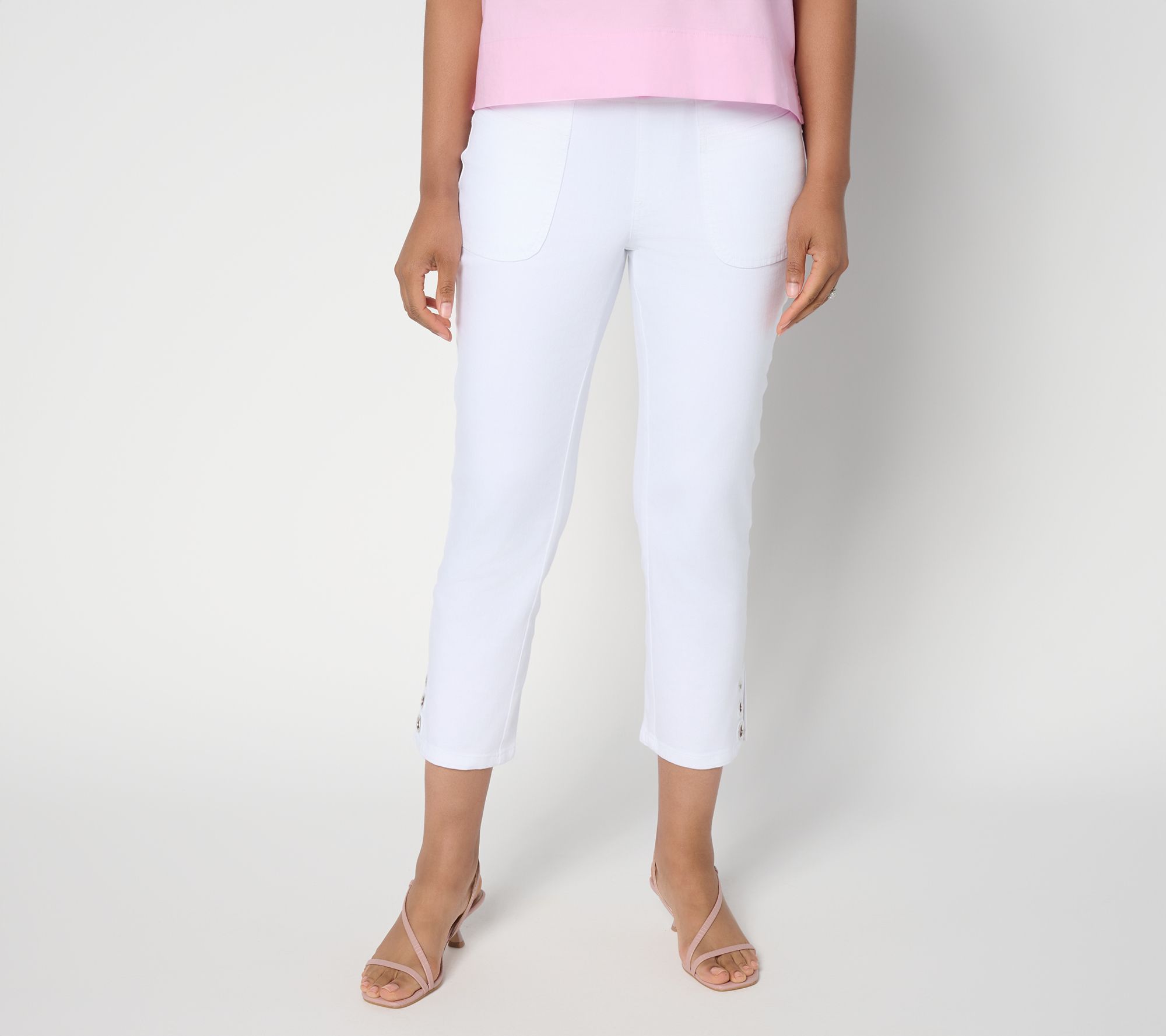 Belle by Kim Gravel Petite TripleLuxe Twill Grommet Cropped Jean