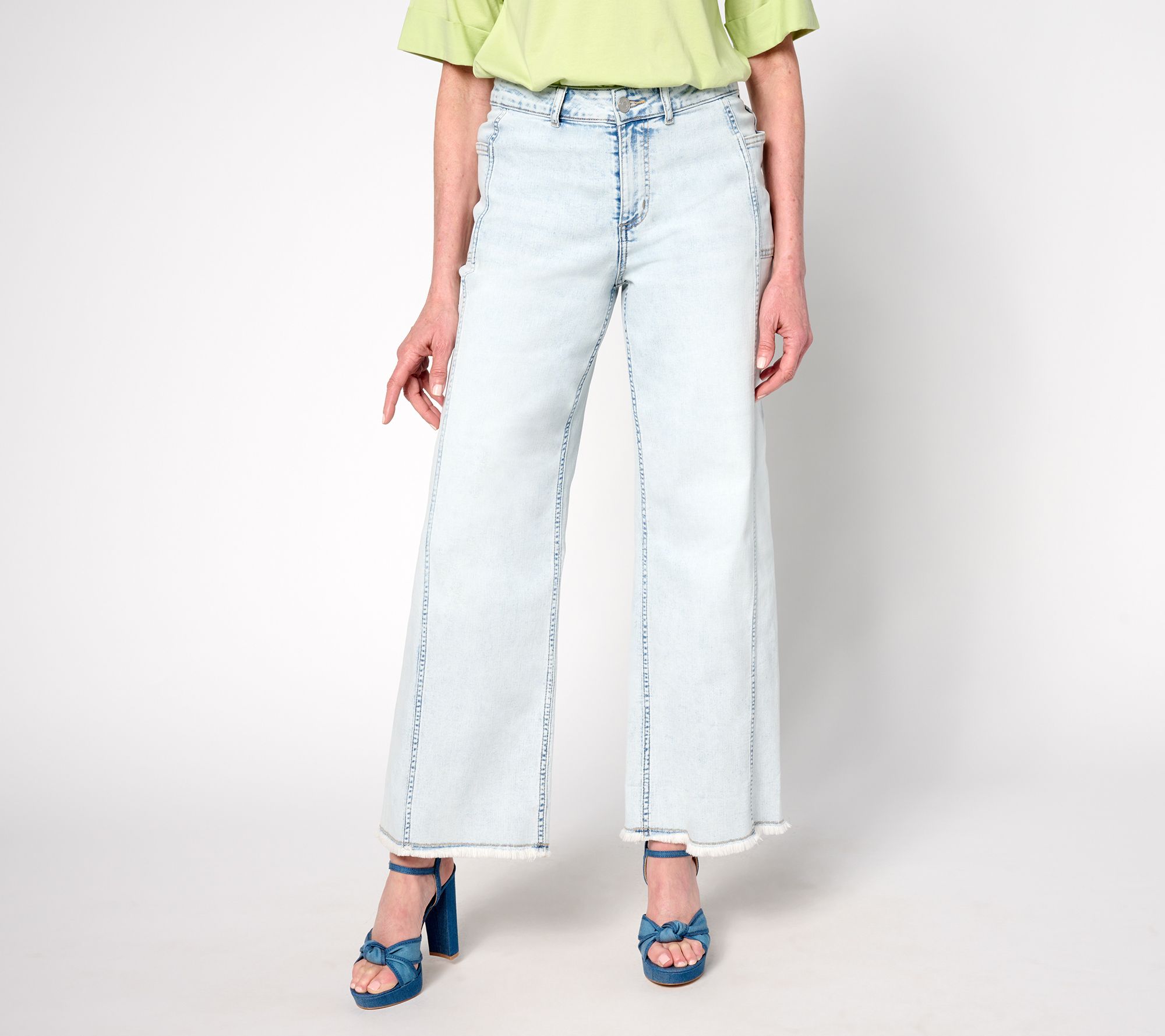 LOGO by Lori Goldstein Petite Full Length Wide Leg Jeans