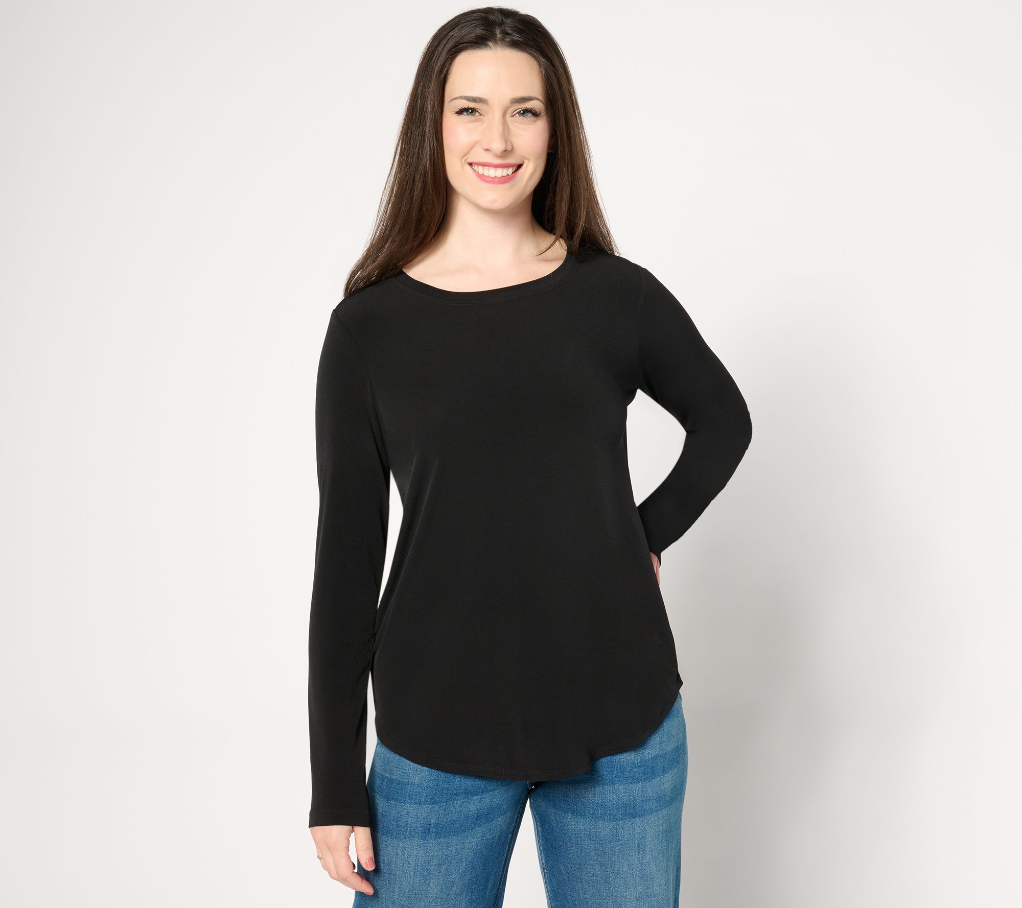 "As Is" Susan Graver Modern Essentials Long Sleeve Crew Neck Top