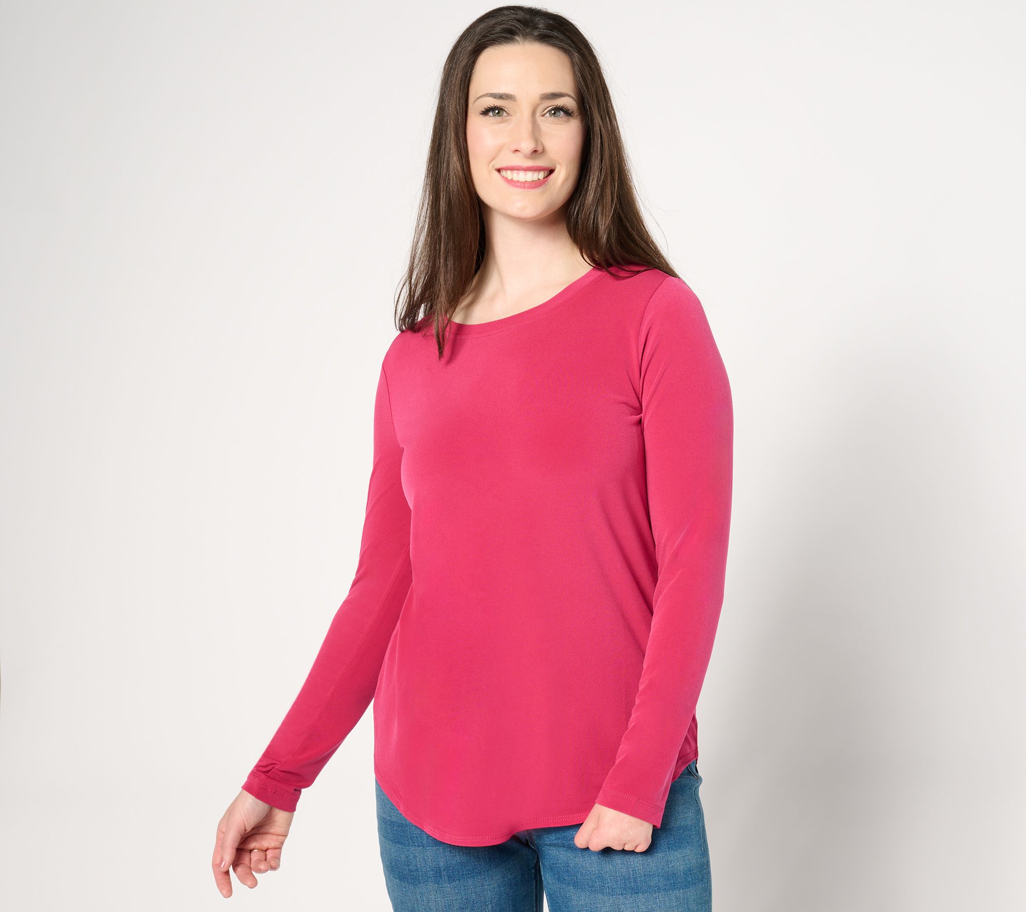 "As Is" Susan Graver Modern Essentials Long Sleeve Crew Neck Top