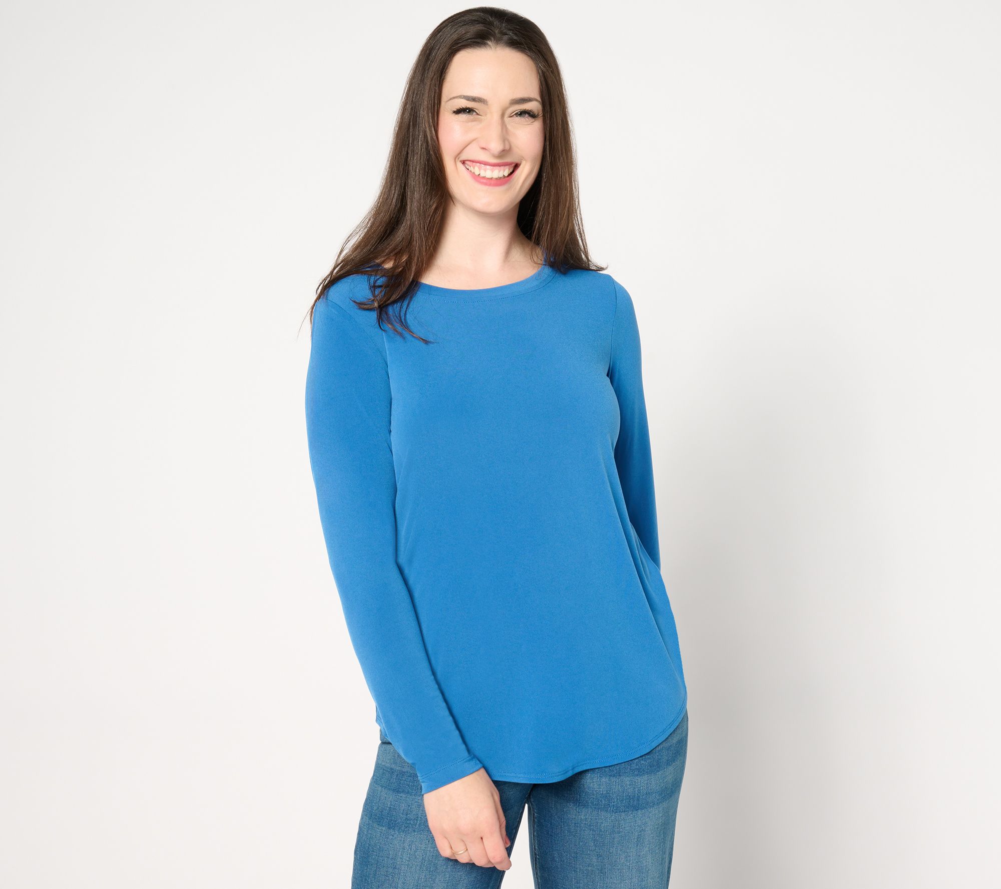 "As Is" Susan Graver Modern Essentials Long Sleeve Crew Neck Top
