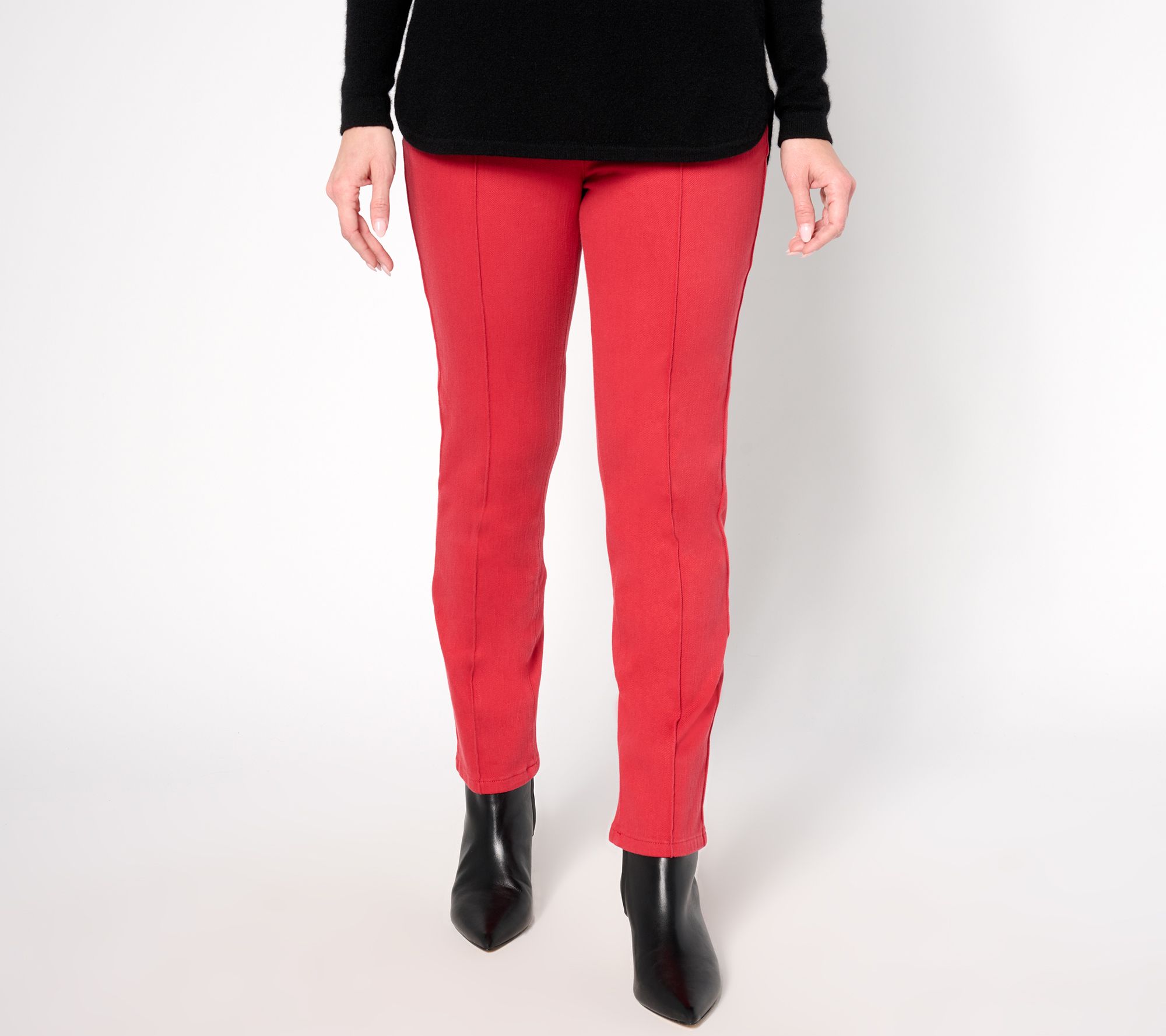 "As Is" Isaac Mizrahi Live! Regular Knit Denim Straight Trouser Jeans