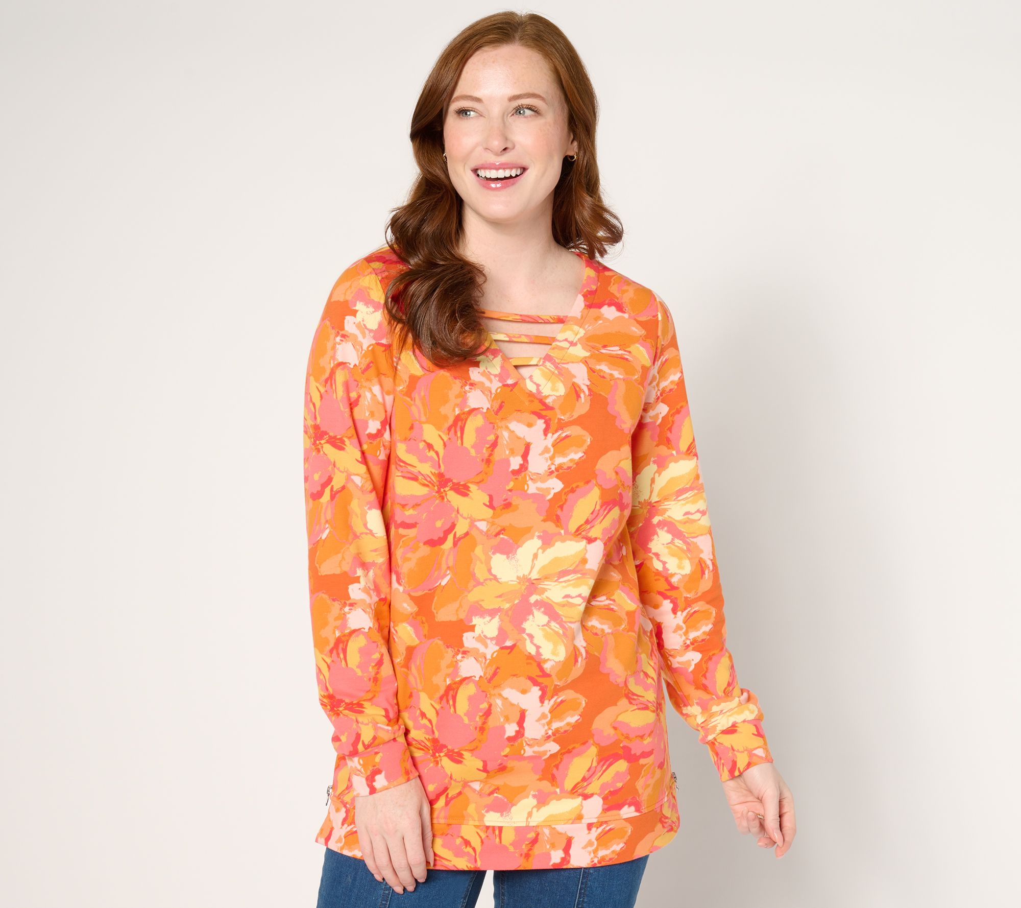 "As Is" Sport Savvy French Terry Top with Sideseam Zippers