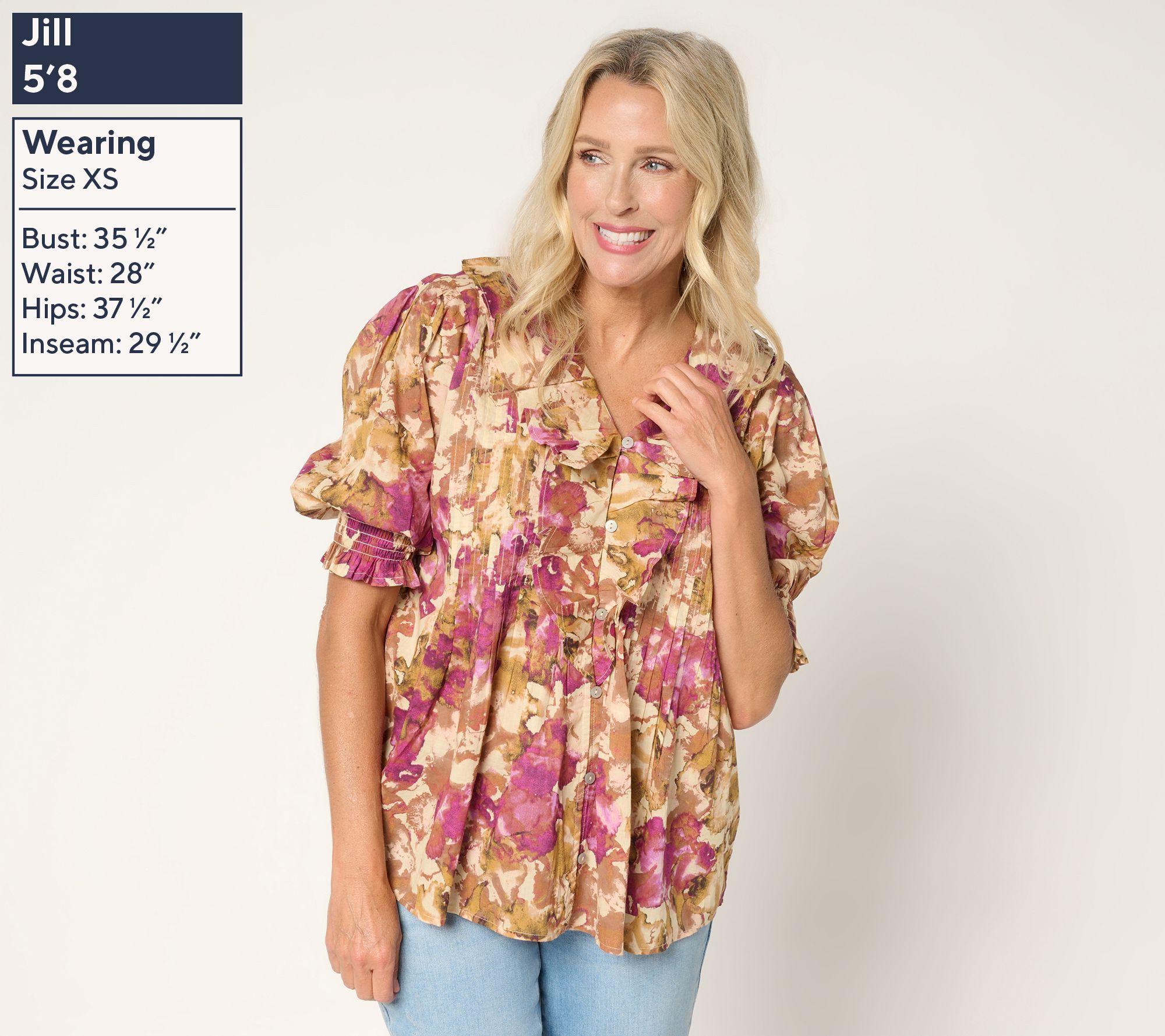 Ree by The Pioneer Woman Printed 100% Cotton Ruffle Front