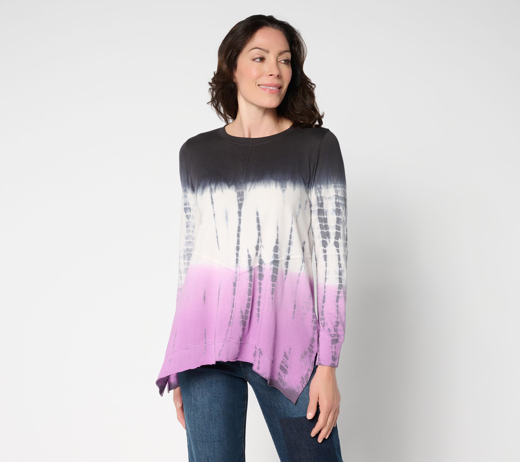 LOGO by Lori Goldstein Long Sleeve Tie Dye Top