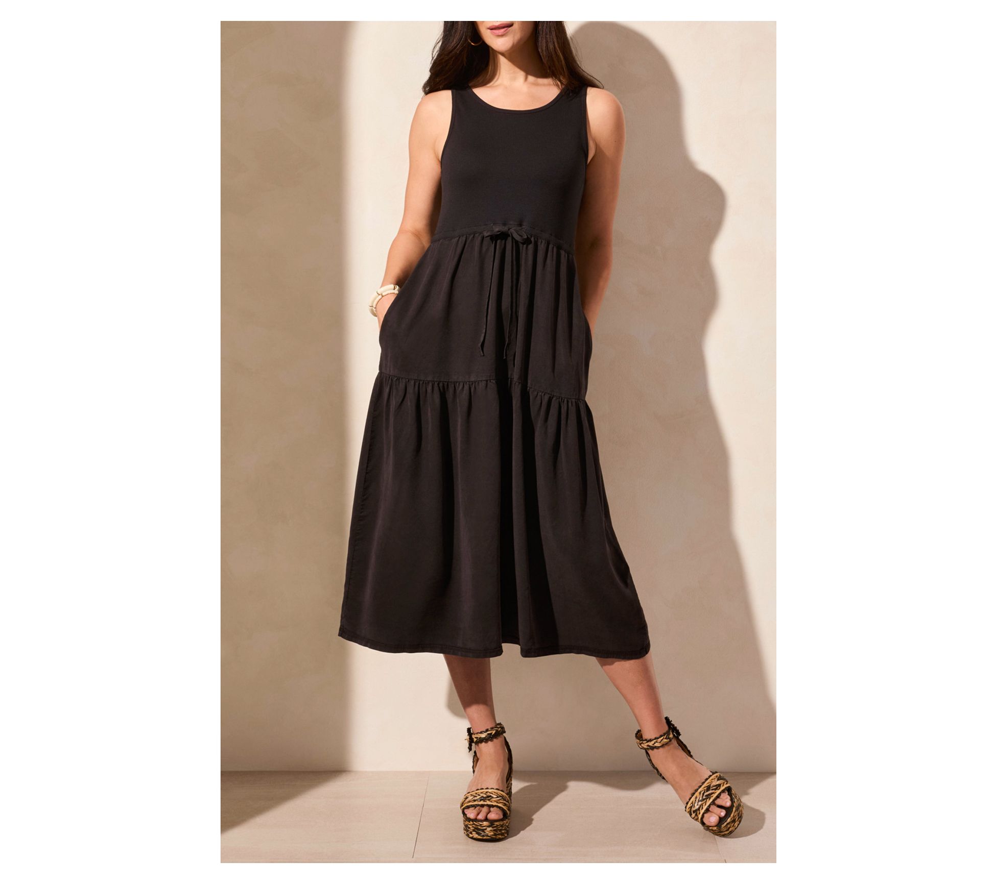 Tribal Mixmedia Sleeveless Boat Neck Maxi Dress