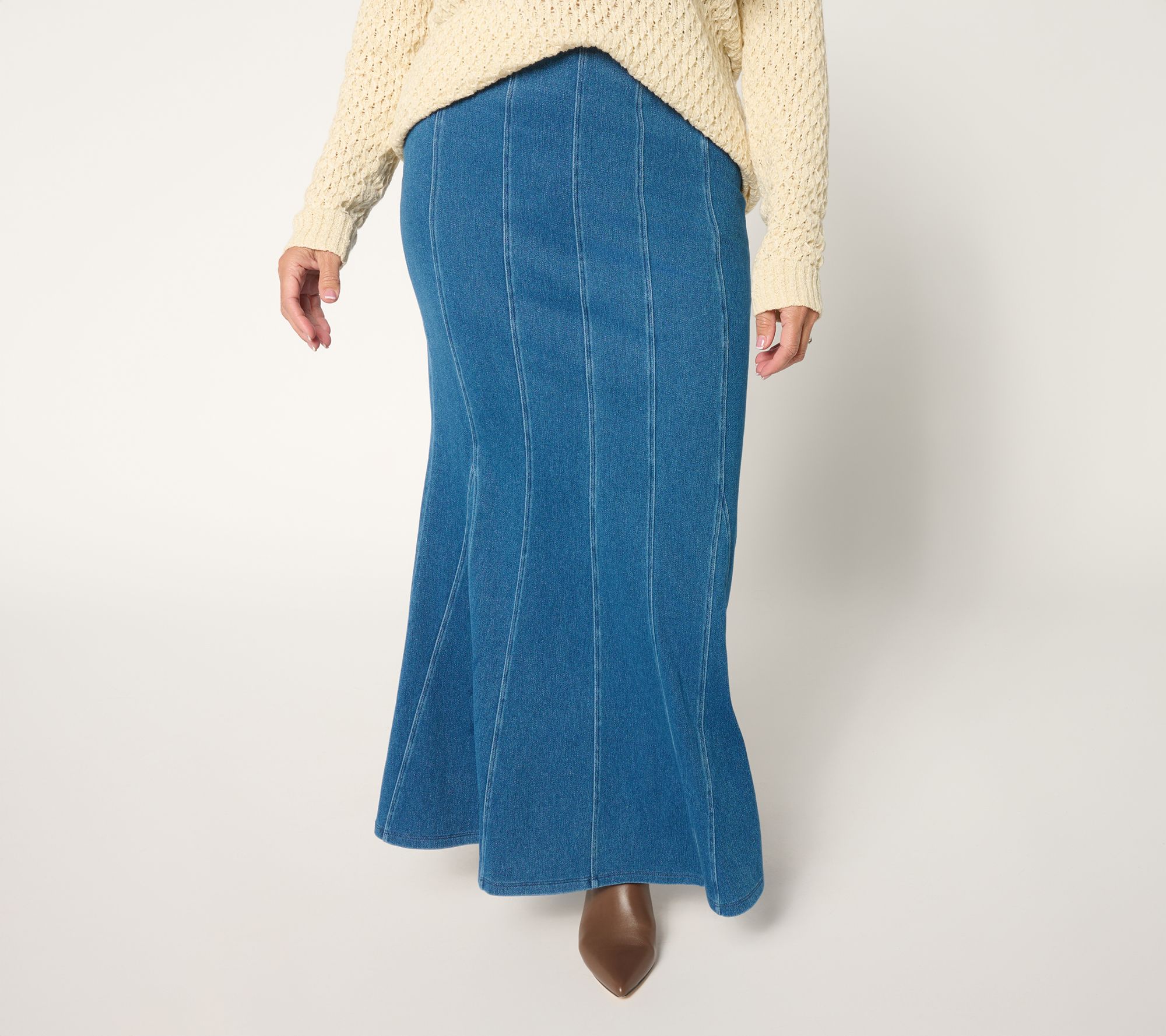 Women with Control Prime Stretch Denim 2 Petite Godet Skirt