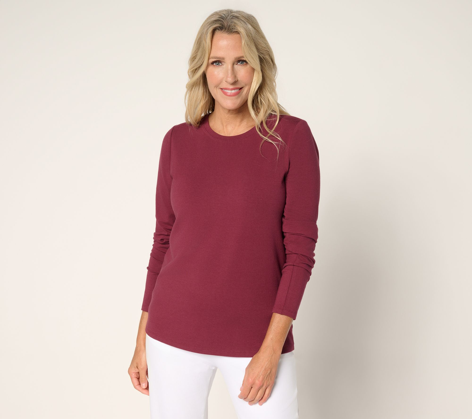 BEAUTIFUL by Lawrence Zarian Classic Knit Crew Neck Long Sleeve Top