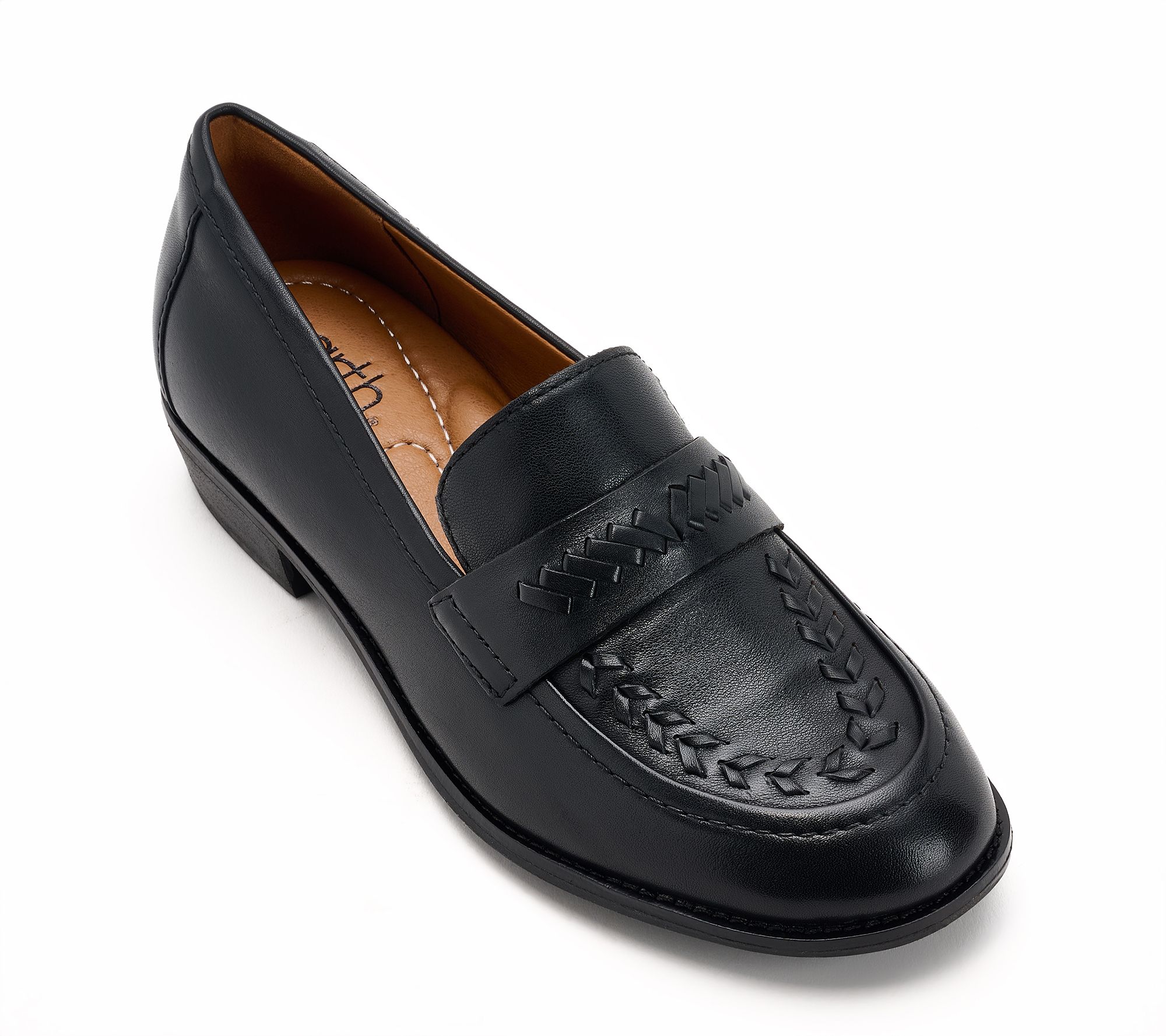 Earth Leather Slip-On Loafer with Stitch Detail - Edith