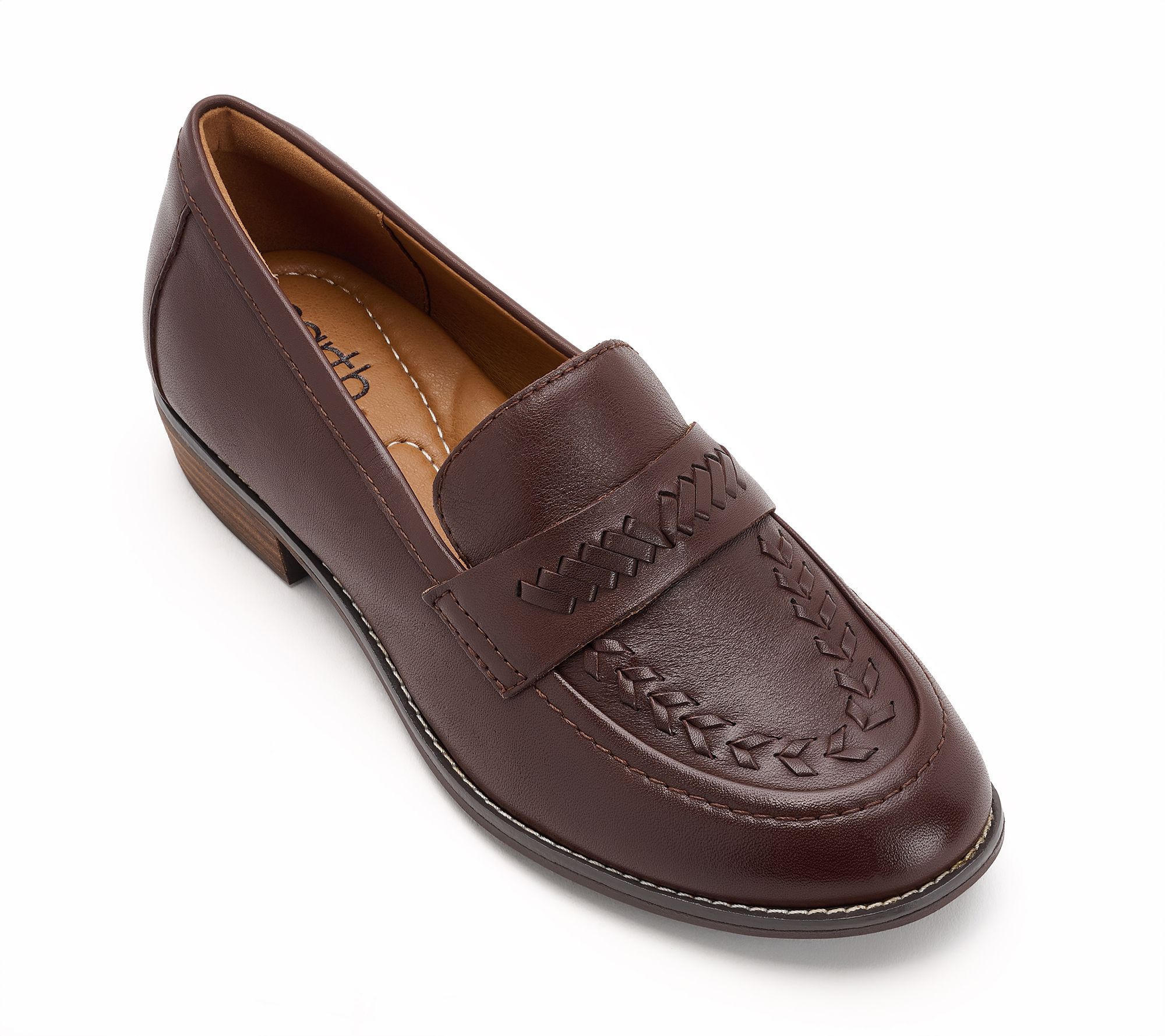 Earth Leather Slip-On Loafer with Stitch Detail - Edith