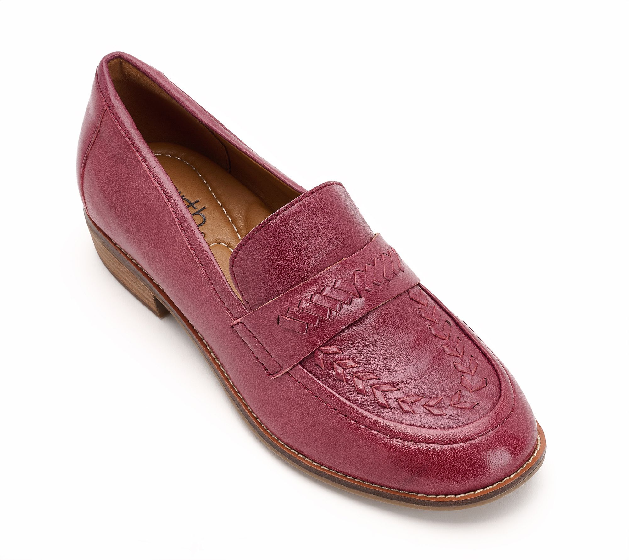 Earth Leather Slip-On Loafer with Stitch Detail - Edith