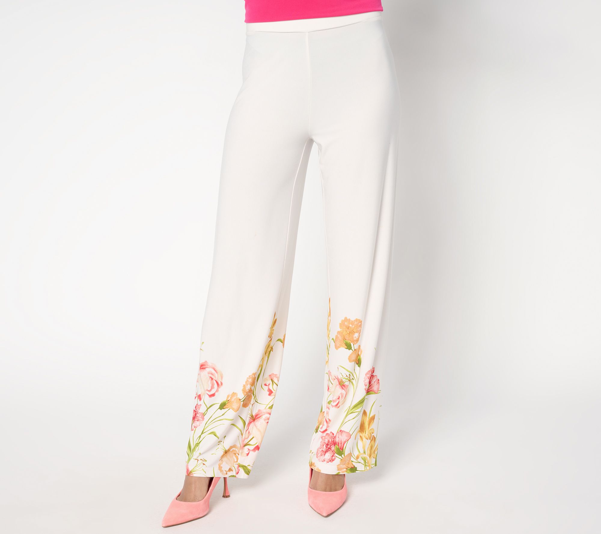 "As Is" GRAVER Susan Graver Reg Printed Liquid Knit Wide Leg Pants