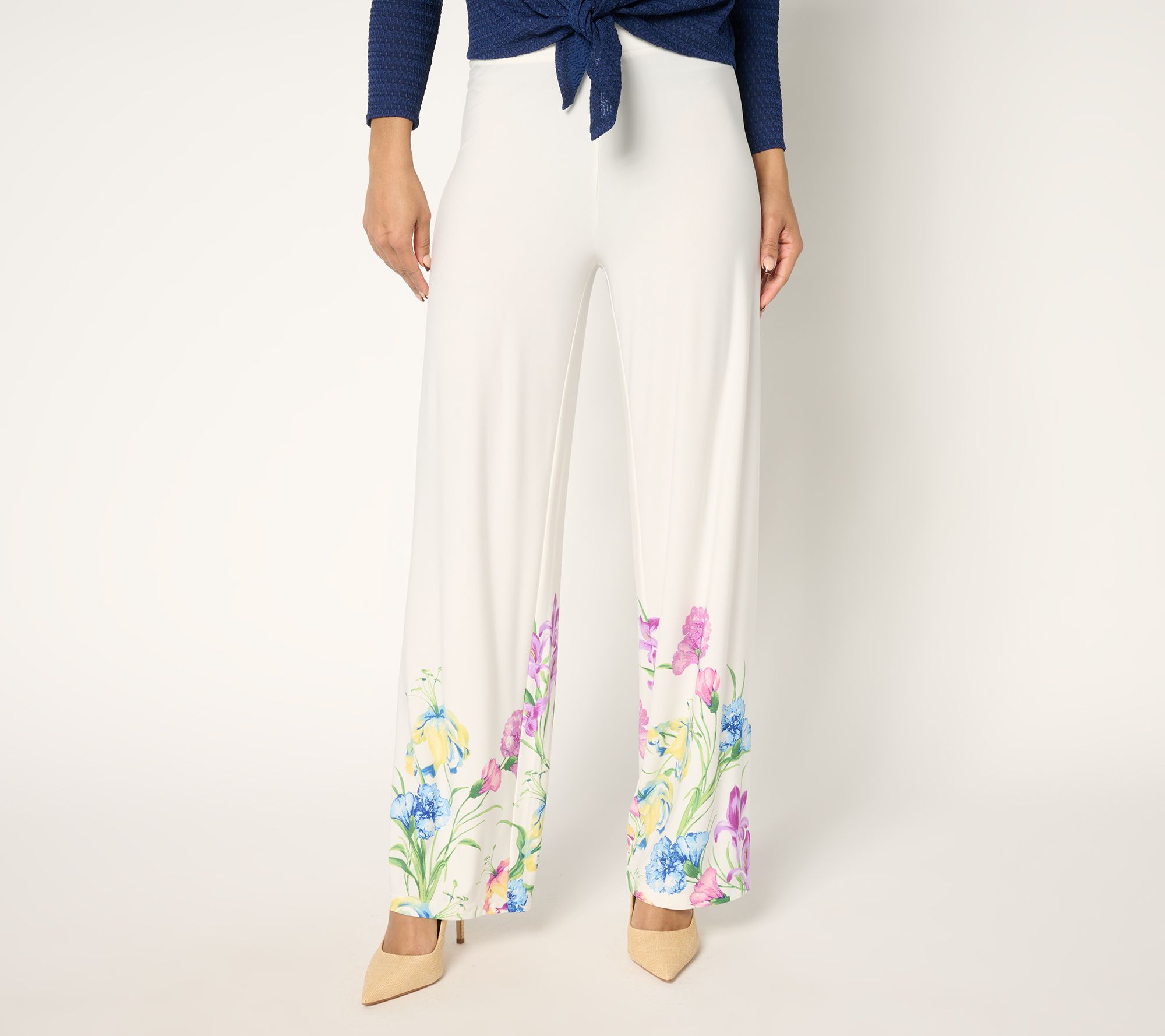 "As Is" GRAVER Susan Graver Reg Printed Liquid Knit Wide Leg Pants