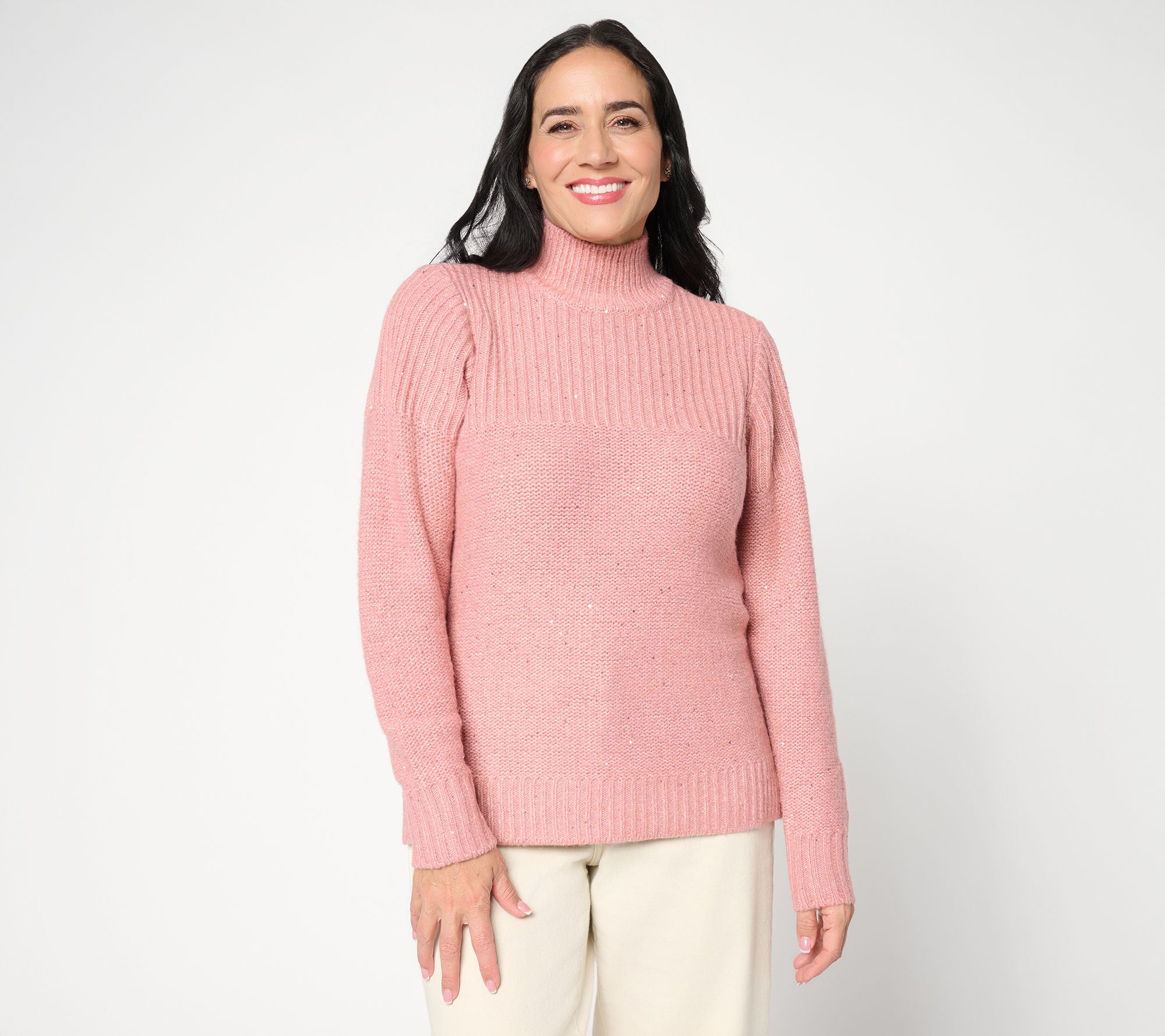  Belle by Kim Gravel Just Enough Sparkle Mock Neck Sweater