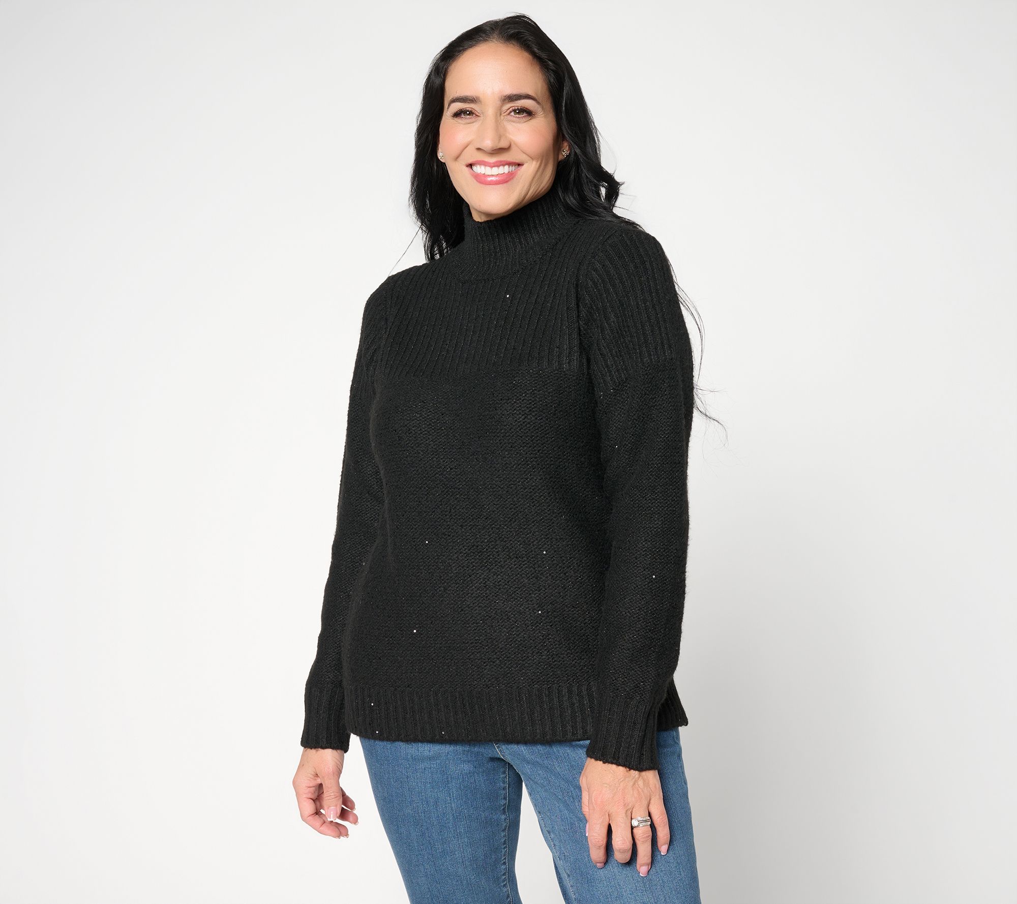 Belle by Kim Gravel Just Enough Sparkle Mock Neck Sweater
