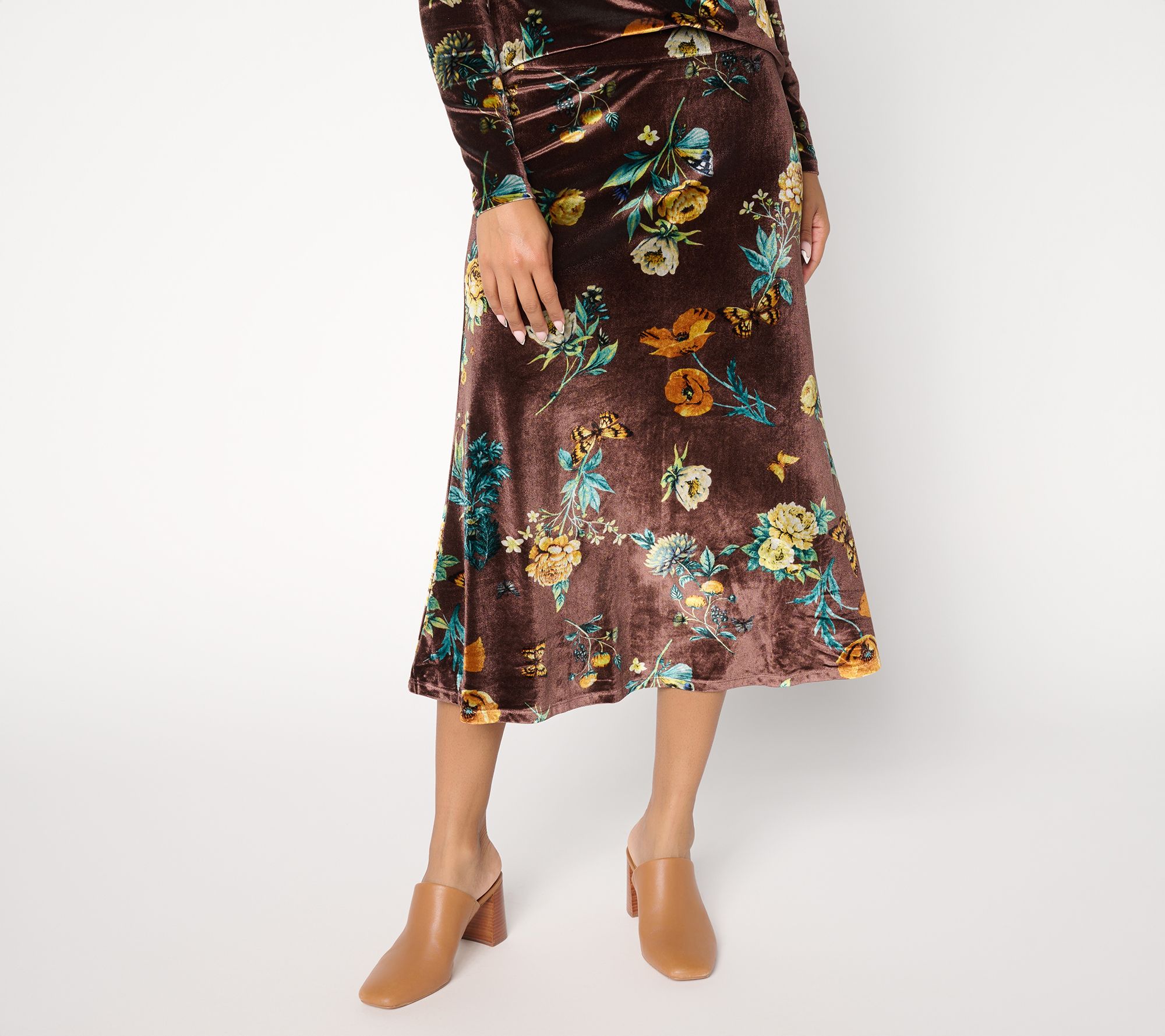 Attitudes by Renee Regular Printed Velvet Pull On Skirt