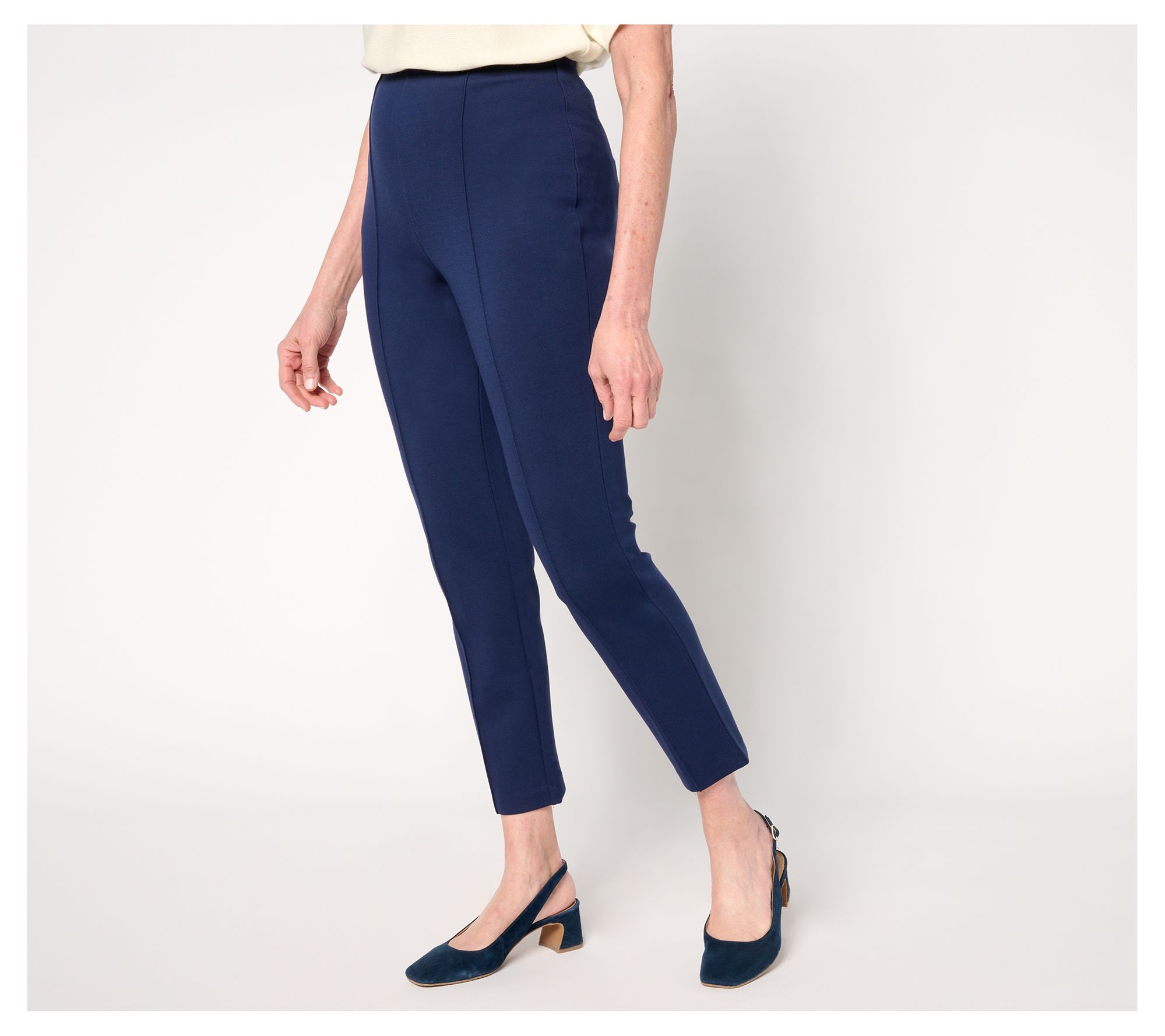 "As Is" Joan Rivers Regular Signature Ponte Ankle Pants with Pintucks
