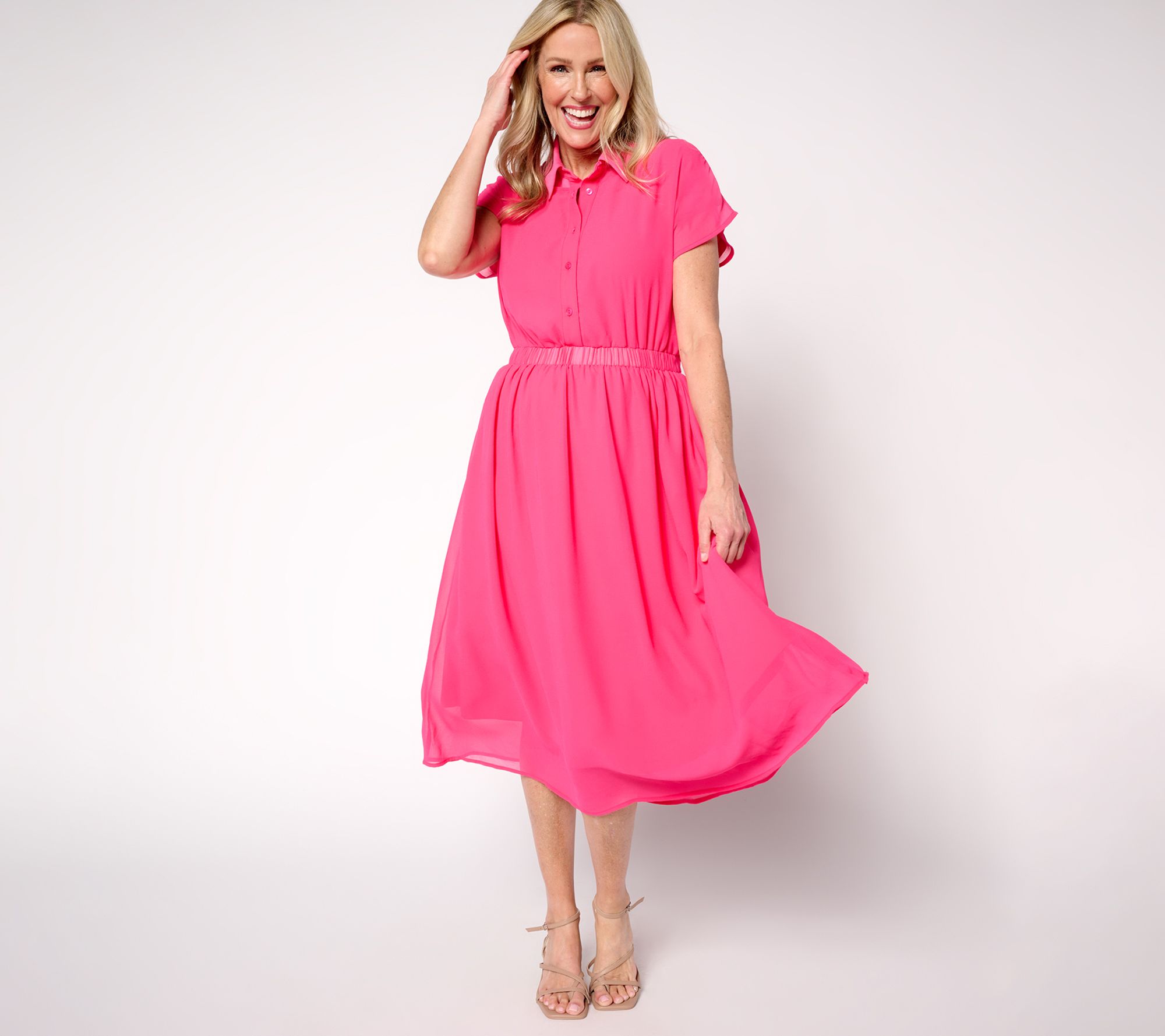 "As Is" by Stacy London Regular Jersey Dress with Chiffon Overlay