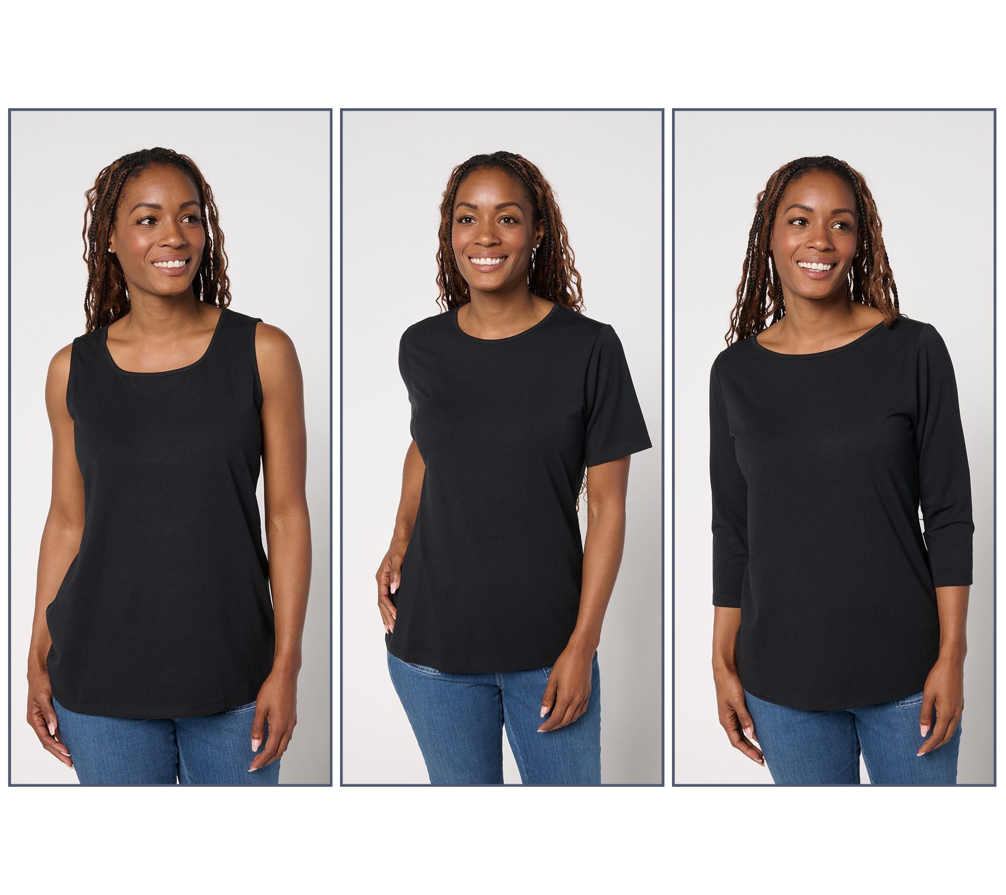 "As Is" Denim & Co. Essentials So Soft Jersey Variety 3-Pack Tops