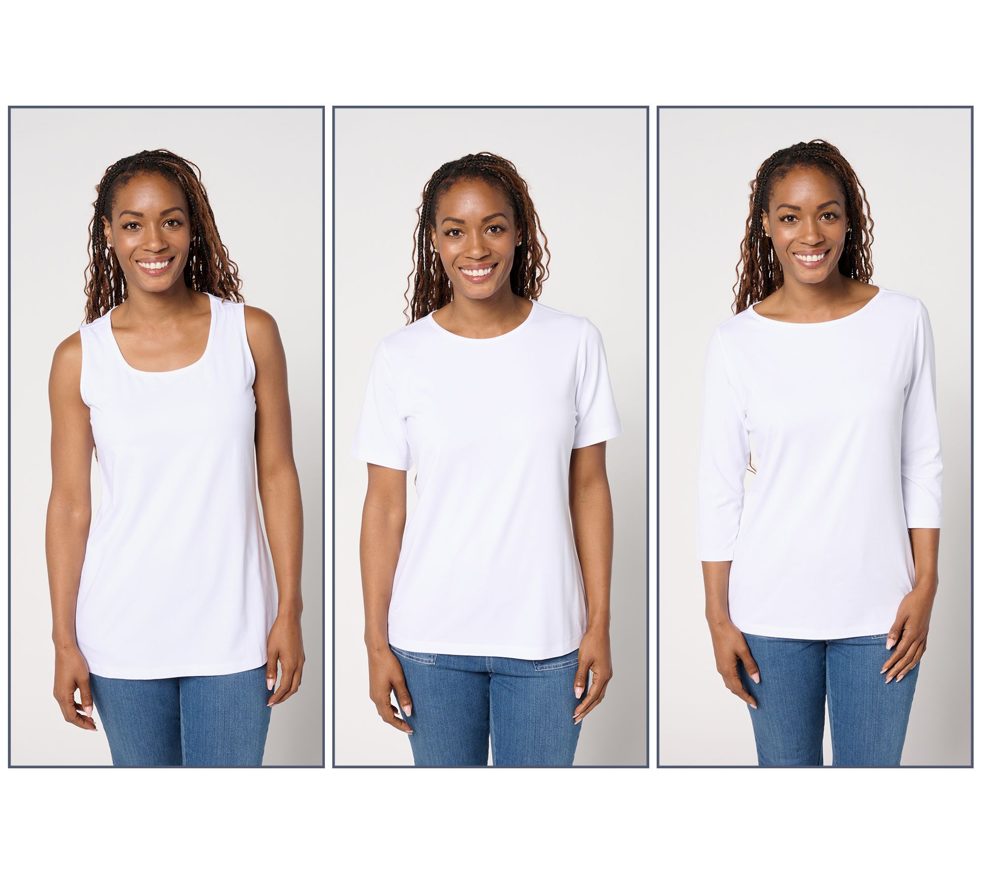 "As Is" Denim & Co. Essentials So Soft Jersey Variety 3-Pack Tops